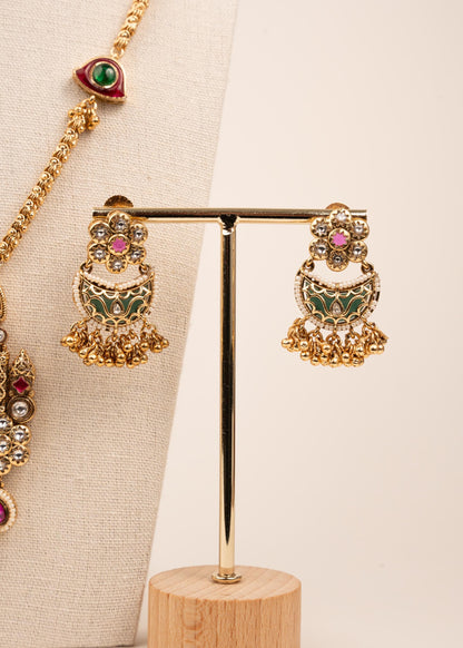 Gold Heritage Meenakari Necklace Set/ Indian Gold Plated Jewelry/ Real Gold Look Necklace Set/ Bridal Long Necklace/ Raani Haar/ (etsy image id: 7944562575)