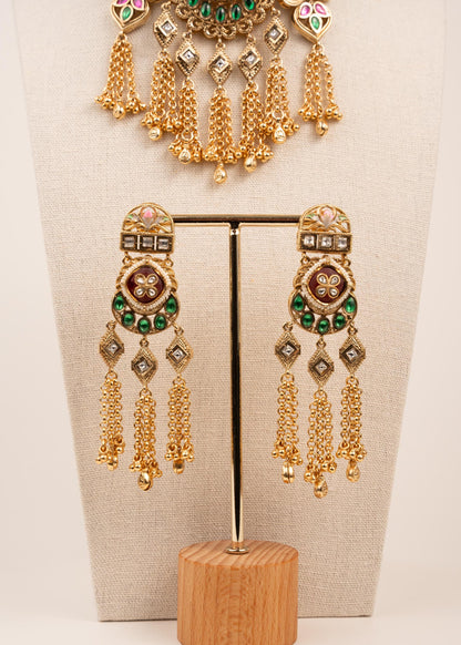 Gold Rajwadi Kundan Necklace Set/ Gold Bridal Jewelry/ Kundan Statement Necklace Set/ Traditional Jewelry/ Heritage Kundan Necklace/ Antique (etsy image id: 7944600229)