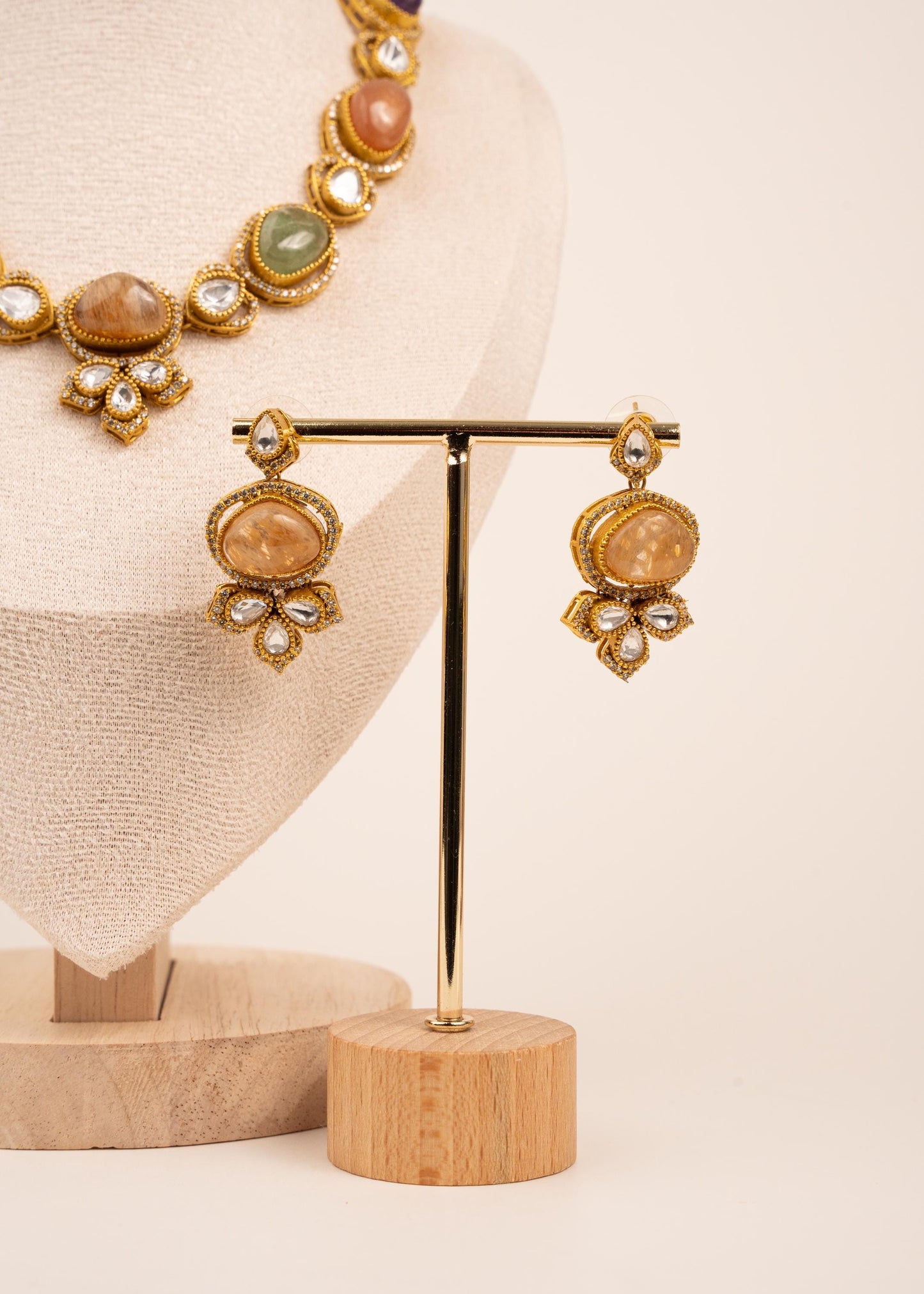 Sabyasachi Style Moissanite Kundan Necklace/ Bridal Statement Jewelry/ Indian Jewelry/ Bollywood Jewellery/ Kundan Statement Necklace Set (etsy image id: 7944650937)
