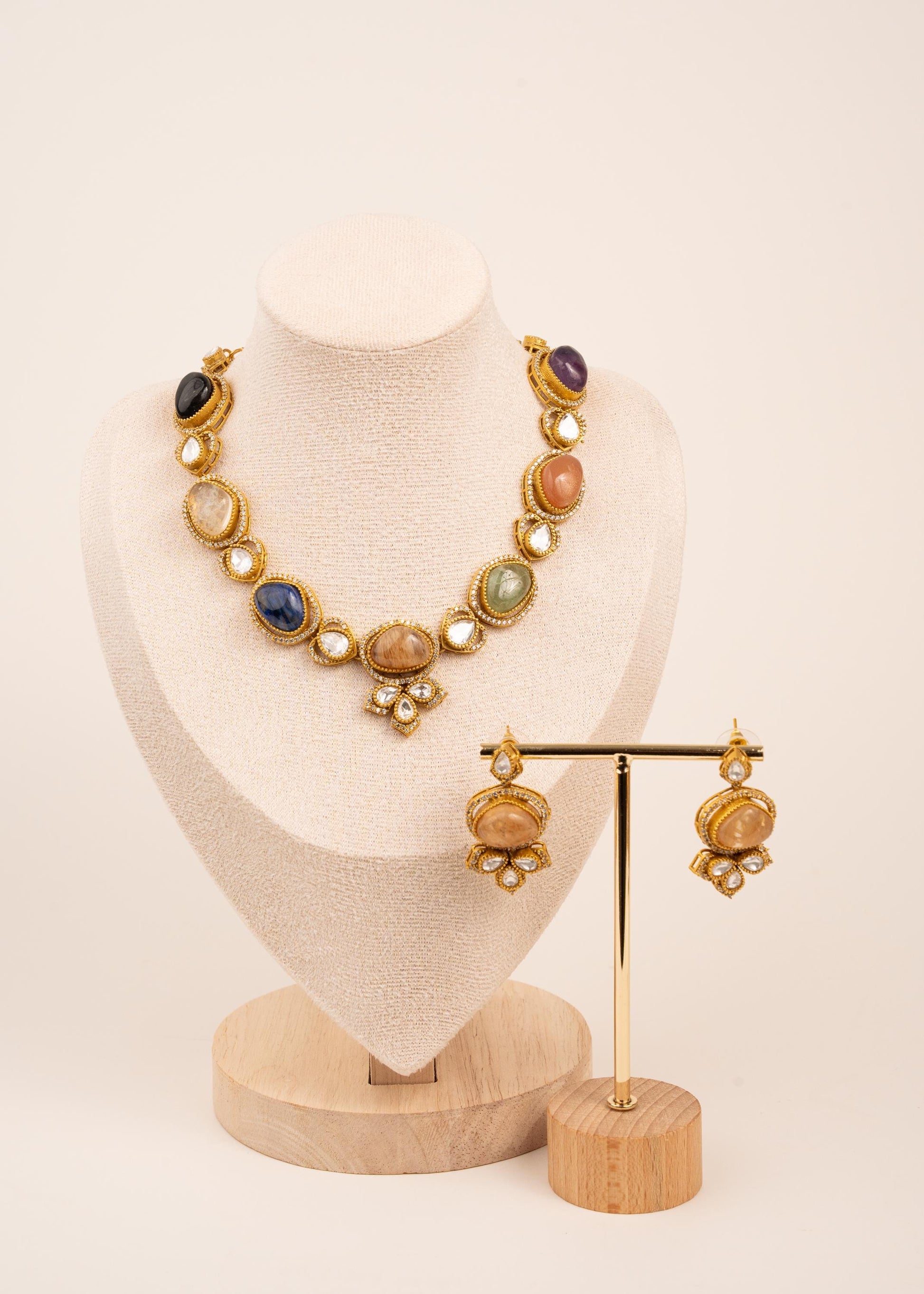 Sabyasachi Style Moissanite Kundan Necklace/ Bridal Statement Jewelry/ Indian Jewelry/ Bollywood Jewellery/ Kundan Statement Necklace Set (etsy image id: 7944650957)