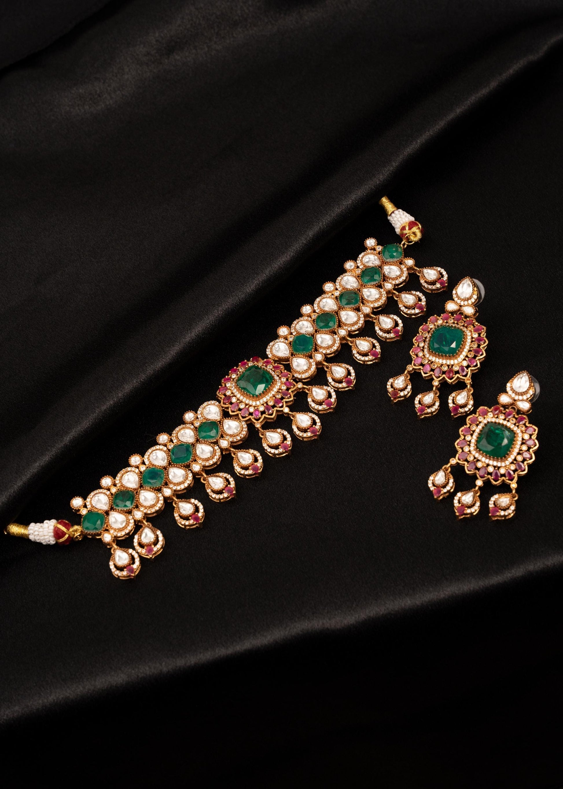 Premium Moissanite Kundan Choker Necklace Set/ Indian Jewellery/ Bridal necklace set/ Bollywood Jewellery (etsy image id: 7950413787)