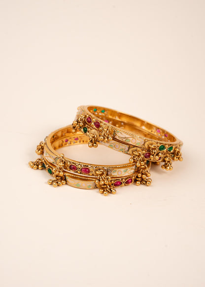 Viral Kashmiri Gold Bangles/ Ghungroo Bangles/ Kada/ Indian Gold Bangles/ Bridal Bracelet/ Traditional Bangles/ Indian Jewelry/ Ruby (etsy image id: 7957408517)