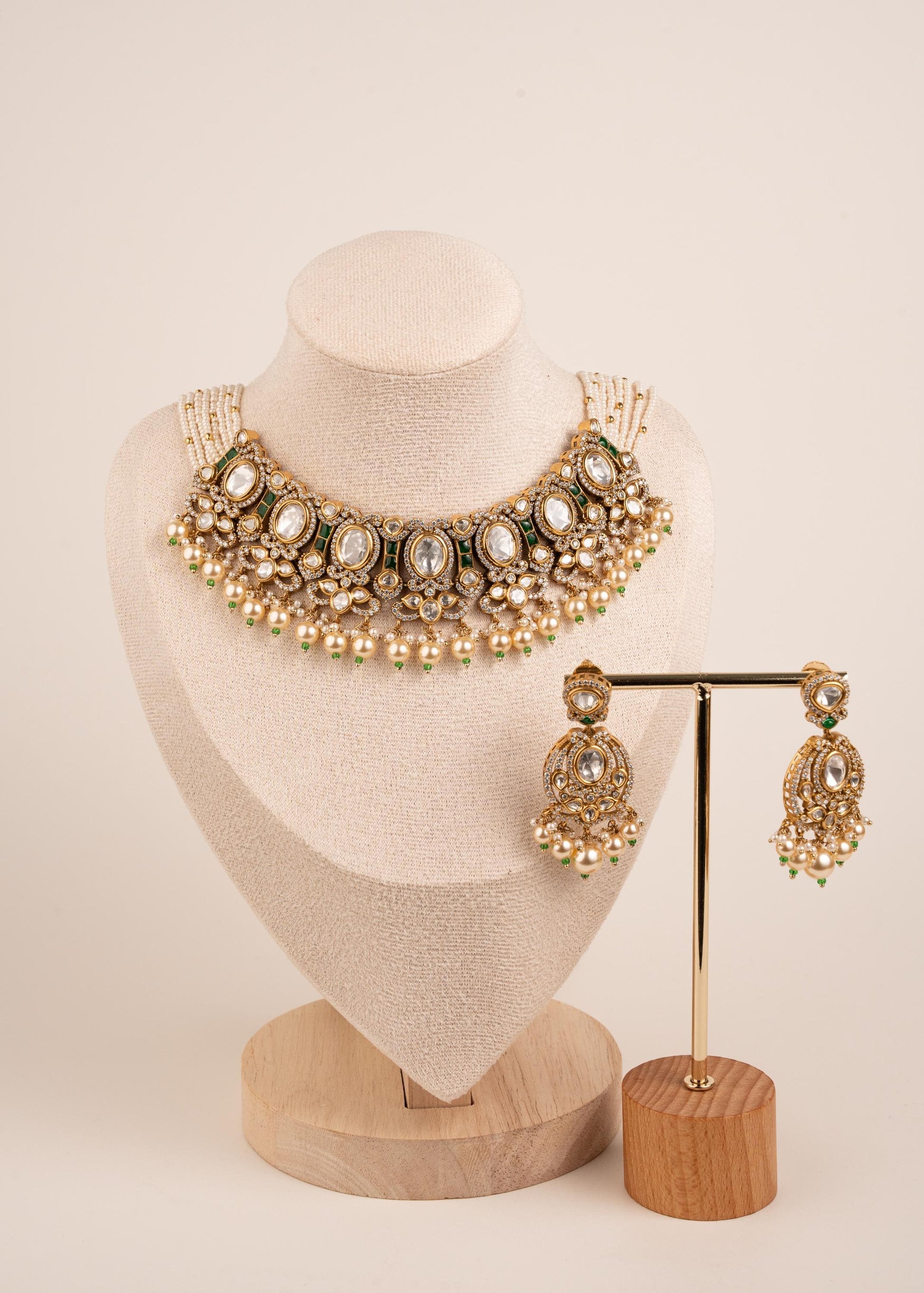 Exclusive Kundan Polki Choker Necklace Set/ Pearl Choker Necklace Set with Earrings/ Indian Pakistani Jewelry/ Gold plated Kundan Necklace __etsy:7974259828