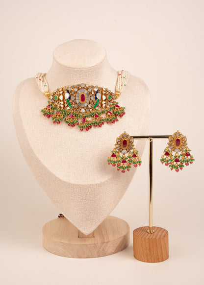 High Quality Pachi Kundan Choker Necklace Set with Earrings/ Traditional Pachi Kundan Necklace/ Indian Jewelry/ Pakistani Jewelry/ Wedding (etsy image id: 7974287810)
