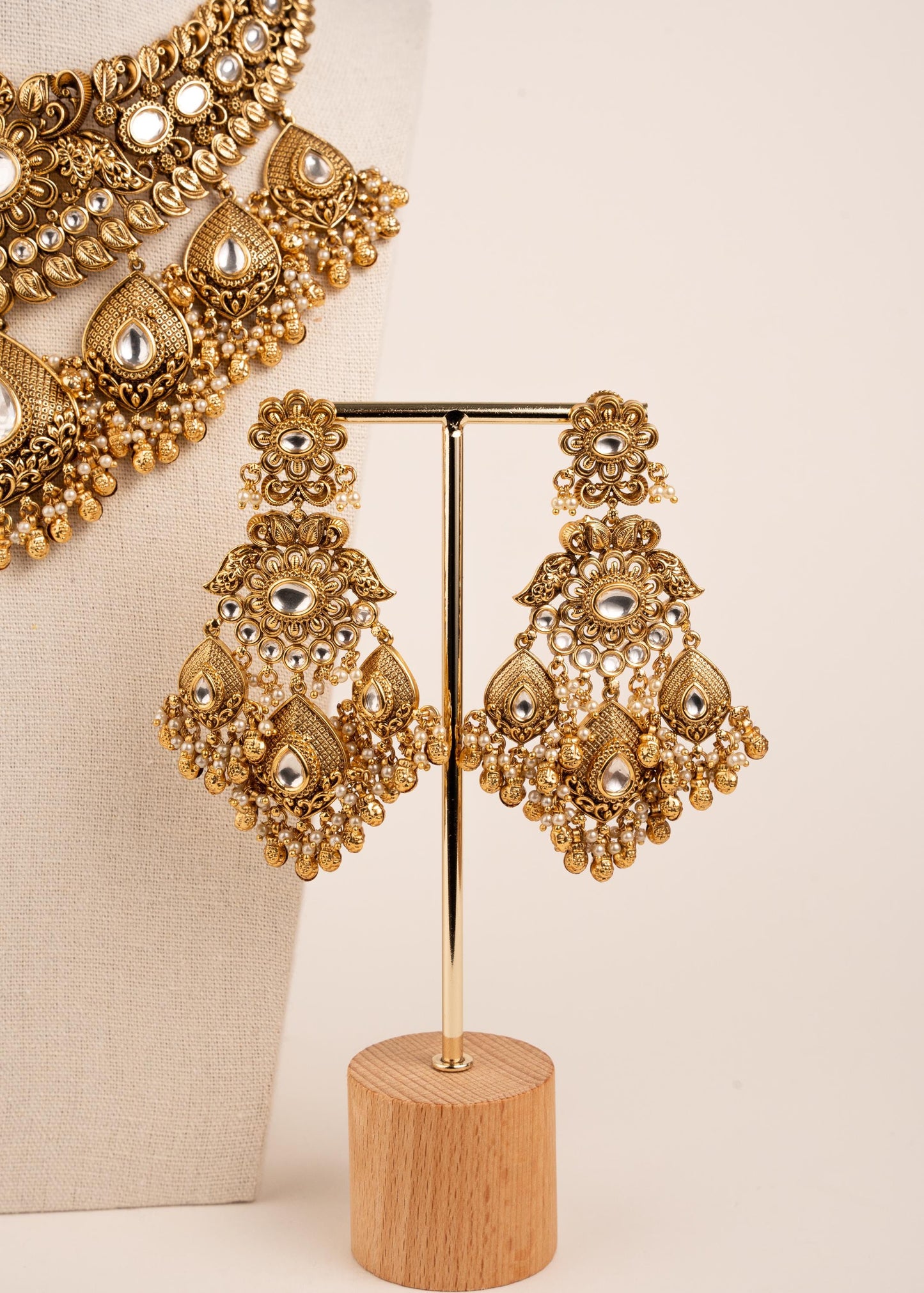 High Quality Gold Plated Kundan Necklace Set/ Bridal Necklace Set/ Indian Wedding Necklace Set/ Pakistani Jewelry/ Bridal Waterfall Necklace (etsy image id: 7974403462)