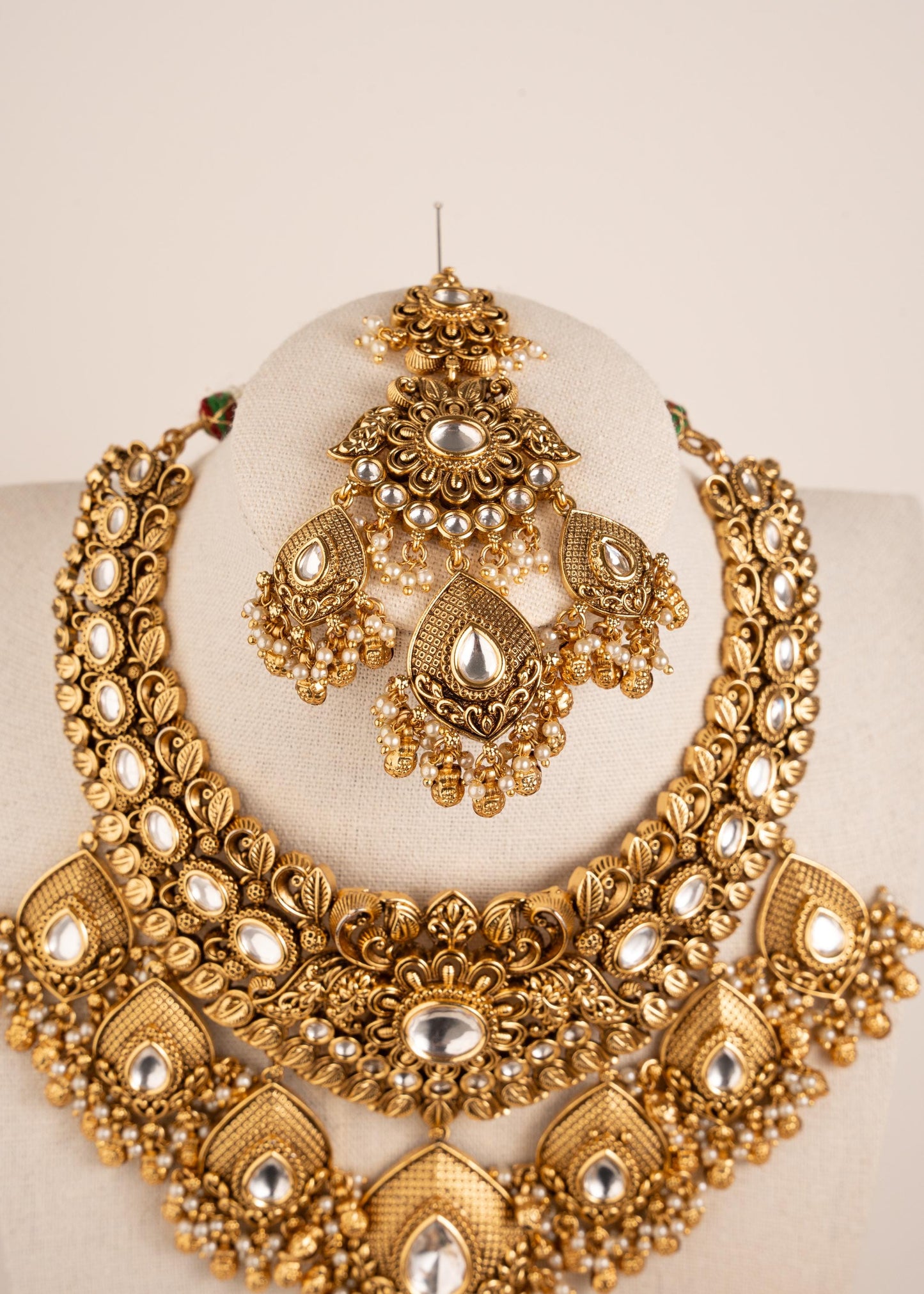 High Quality Gold Plated Kundan Necklace Set/ Bridal Necklace Set/ Indian Wedding Necklace Set/ Pakistani Jewelry/ Bridal Waterfall Necklace (etsy image id: 7974415108)