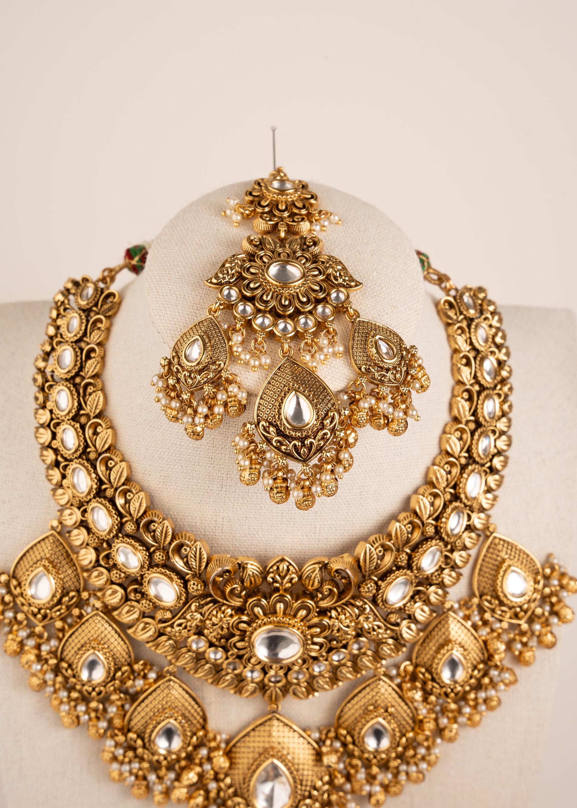 High Quality Gold Plated Kundan Necklace Set/ Bridal Necklace Set/ Indian Wedding Necklace Set/ Pakistani Jewelry/ Bridal Waterfall Necklace (etsy image id: 7974415108)
