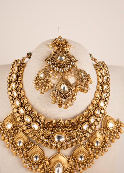 High Quality Gold Plated Kundan Necklace Set/ Bridal Necklace Set/ Indian Wedding Necklace Set/ Pakistani Jewelry/ Bridal Waterfall Necklace (etsy image id: 7974415108)
