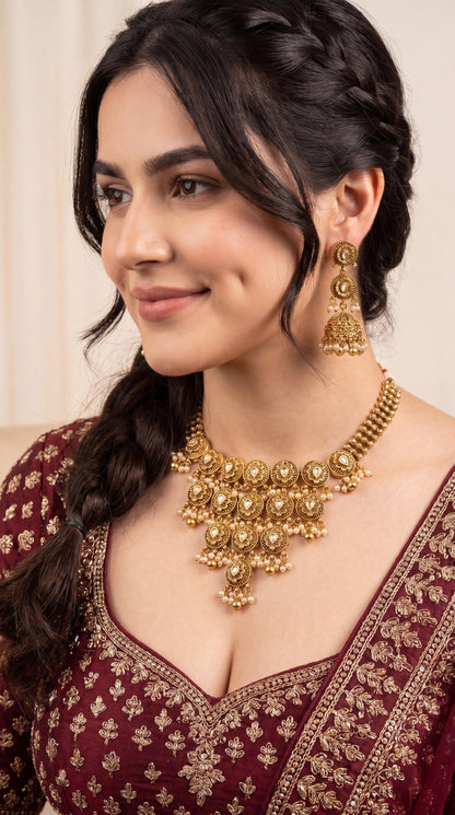 High Quality Gold Plated Kundan Necklace Set/ Indian Wedding Jewelry/ Traditional/ Multi/ Pakistani Jewelry/ Bridal Statement Necklace (etsy image id: 7977631730)