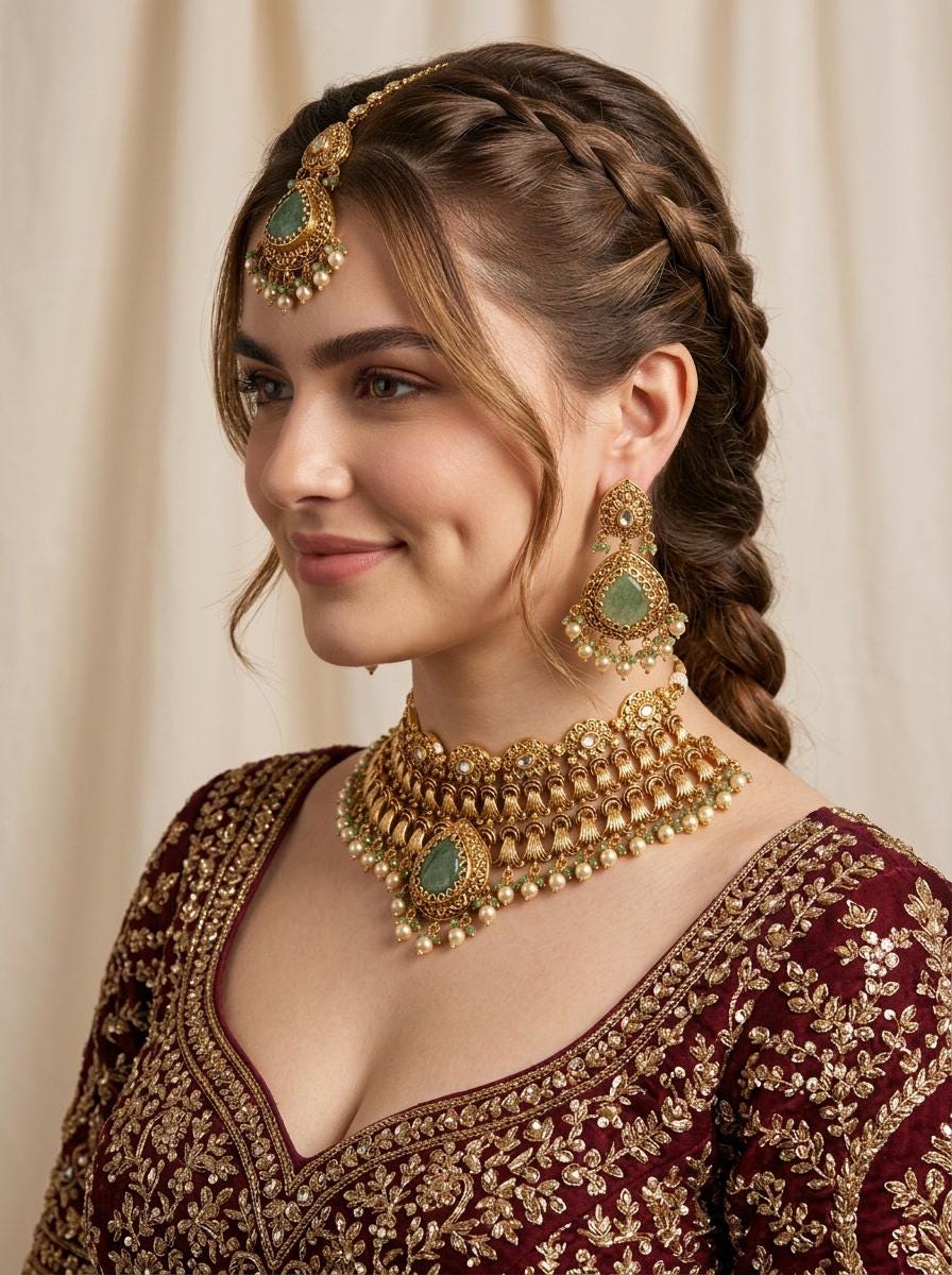 Traditional Kundan Choker Necklace Set/ Gold Plated Bridal Choker Set/ Indian Pakistani Jewelry/ Wedding choker Set/ Indian Temple Jewelry (etsy image id: 7988163084)