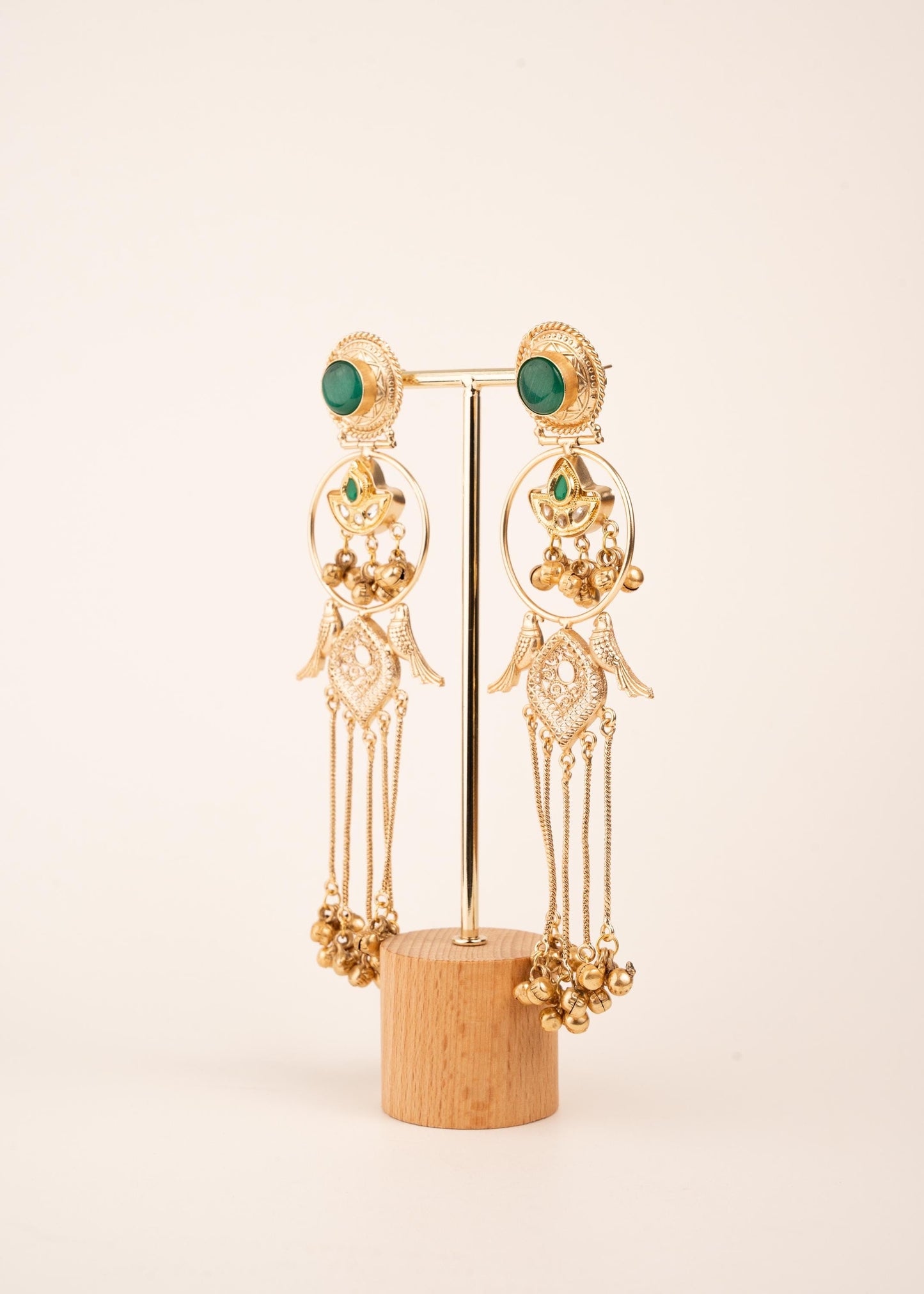 Kashmiri Jhumka Earrings/ Ghungroo Earrings/ Desi Jewelry/ Statement Earrings/ Vintage Kashmiri Earrings/ Gold Ethnic Earrings/ Ruby/ Green (etsy image id: 7995446482)