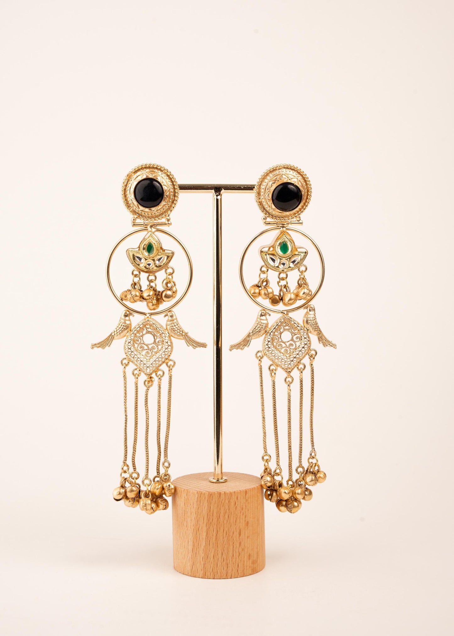 Kashmiri Jhumka Earrings/ Ghungroo Earrings/ Desi Jewelry/ Statement Earrings/ Vintage Kashmiri Earrings/ Gold Ethnic Earrings/ Ruby/ Green (etsy image id: 7995448154)