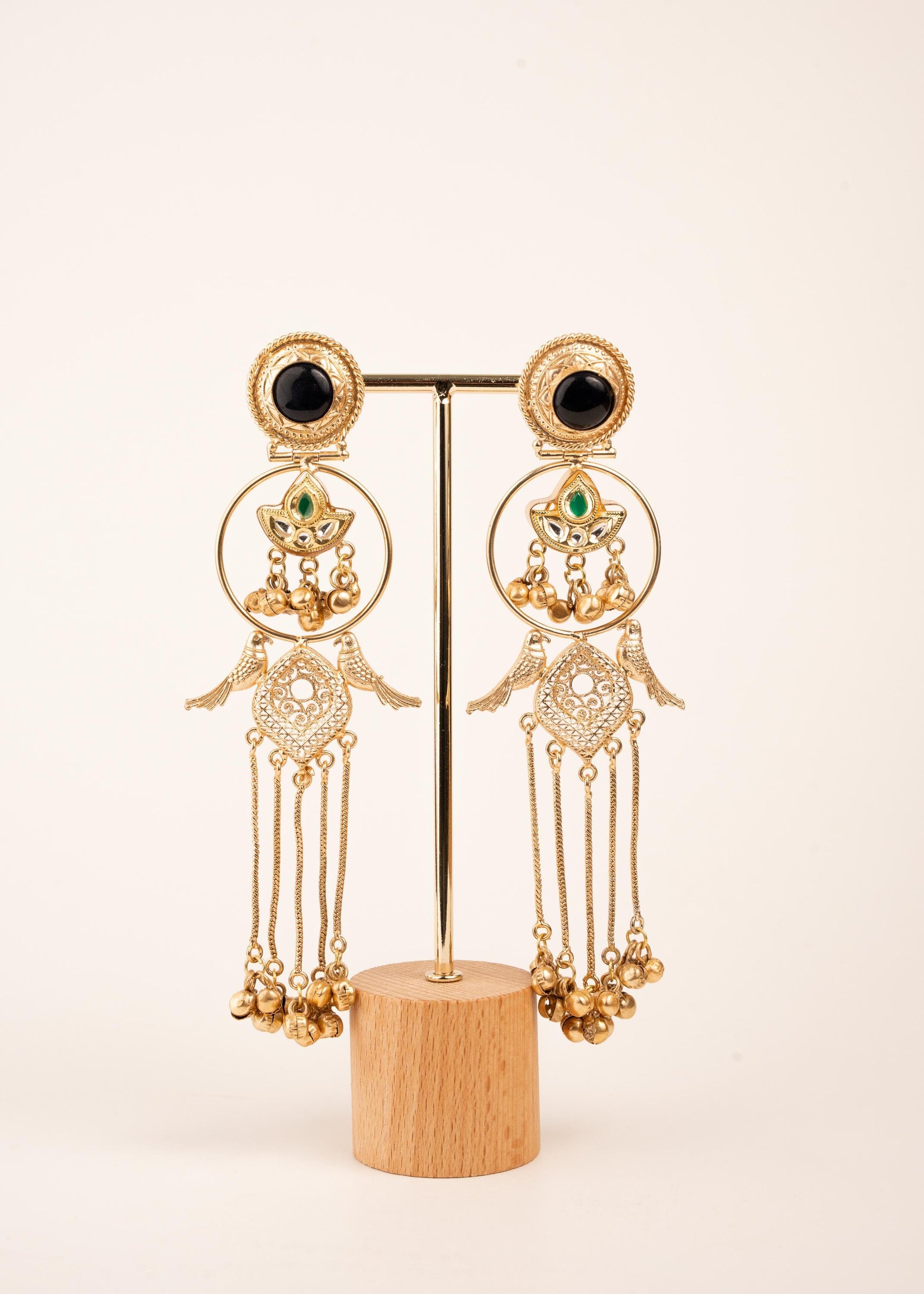 Kashmiri Jhumka Earrings/ Ghungroo Earrings/ Desi Jewelry/ Statement Earrings/ Vintage Kashmiri Earrings/ Gold Ethnic Earrings/ Ruby/ Green (etsy image id: 7995448154)