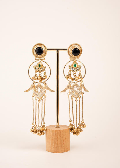 Kashmiri Jhumka Earrings/ Ghungroo Earrings/ Desi Jewelry/ Statement Earrings/ Vintage Kashmiri Earrings/ Gold Ethnic Earrings/ Ruby/ Green (etsy image id: 7995448154)
