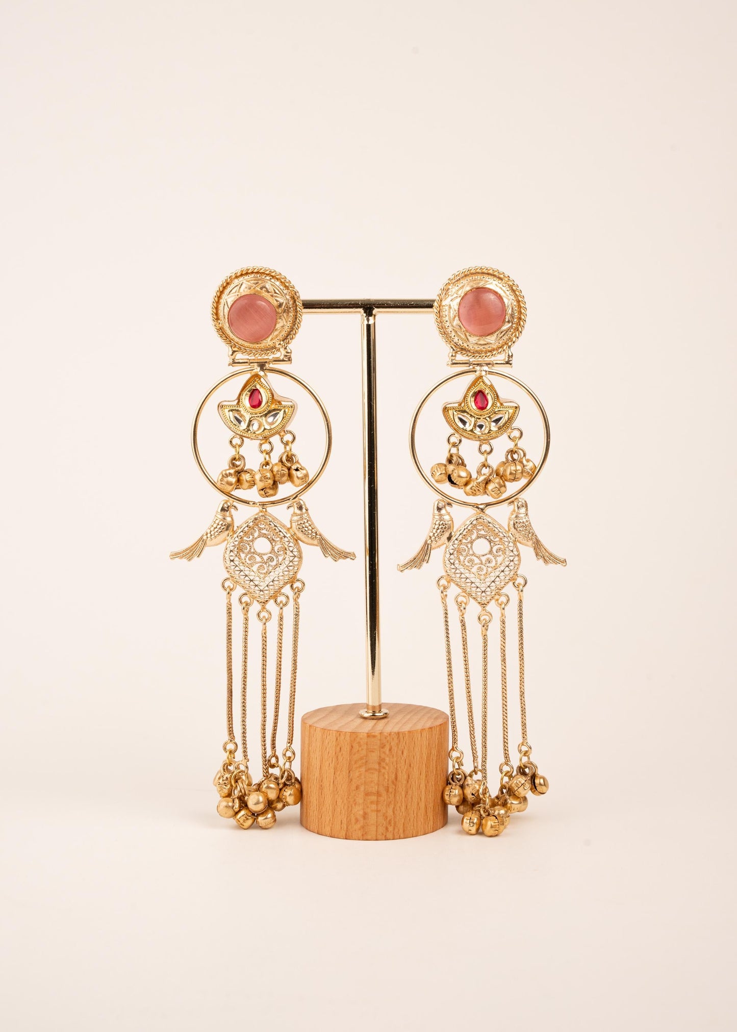 Kashmiri Jhumka Earrings/ Ghungroo Earrings/ Desi Jewelry/ Statement Earrings/ Vintage Kashmiri Earrings/ Gold Ethnic Earrings/ Ruby/ Green (etsy image id: 7995449368)