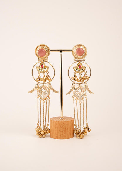 Kashmiri Jhumka Earrings/ Ghungroo Earrings/ Desi Jewelry/ Statement Earrings/ Vintage Kashmiri Earrings/ Gold Ethnic Earrings/ Ruby/ Green (etsy image id: 7995449368)