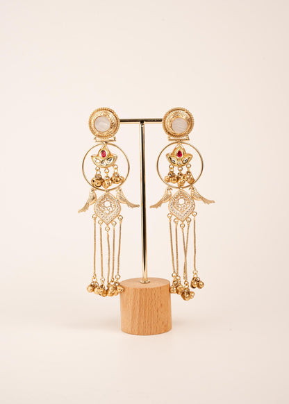 Kashmiri Jhumka Earrings/ Ghungroo Earrings/ Desi Jewelry/ Statement Earrings/ Vintage Kashmiri Earrings/ Gold Ethnic Earrings/ Ruby/ Green (etsy image id: 7995449780)