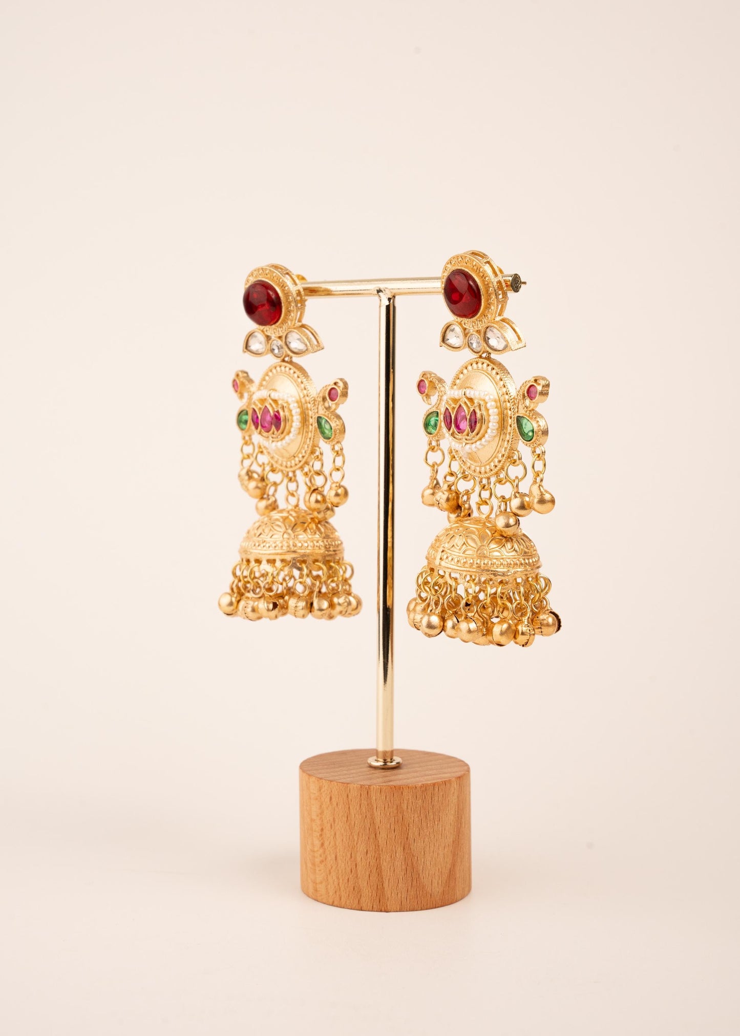 Kashmiri Kundan Jhumka Earrings/ Antique Gold Earrings/ Ghungroo Earrings/ Trendy Jewelry/ Long Earrings/ Viral Kashmiri Earrings/ Emerald (etsy image id: 7995502968)