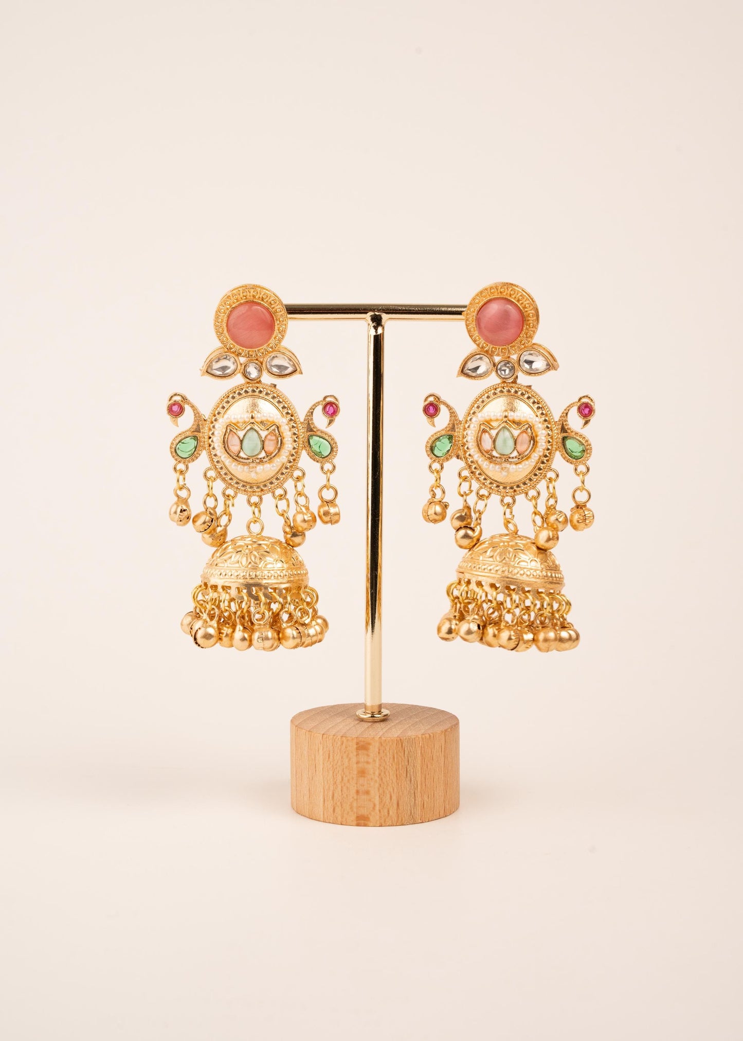 Kashmiri Kundan Jhumka Earrings/ Antique Gold Earrings/ Ghungroo Earrings/ Trendy Jewelry/ Long Earrings/ Viral Kashmiri Earrings/ Emerald (etsy image id: 7995512108)