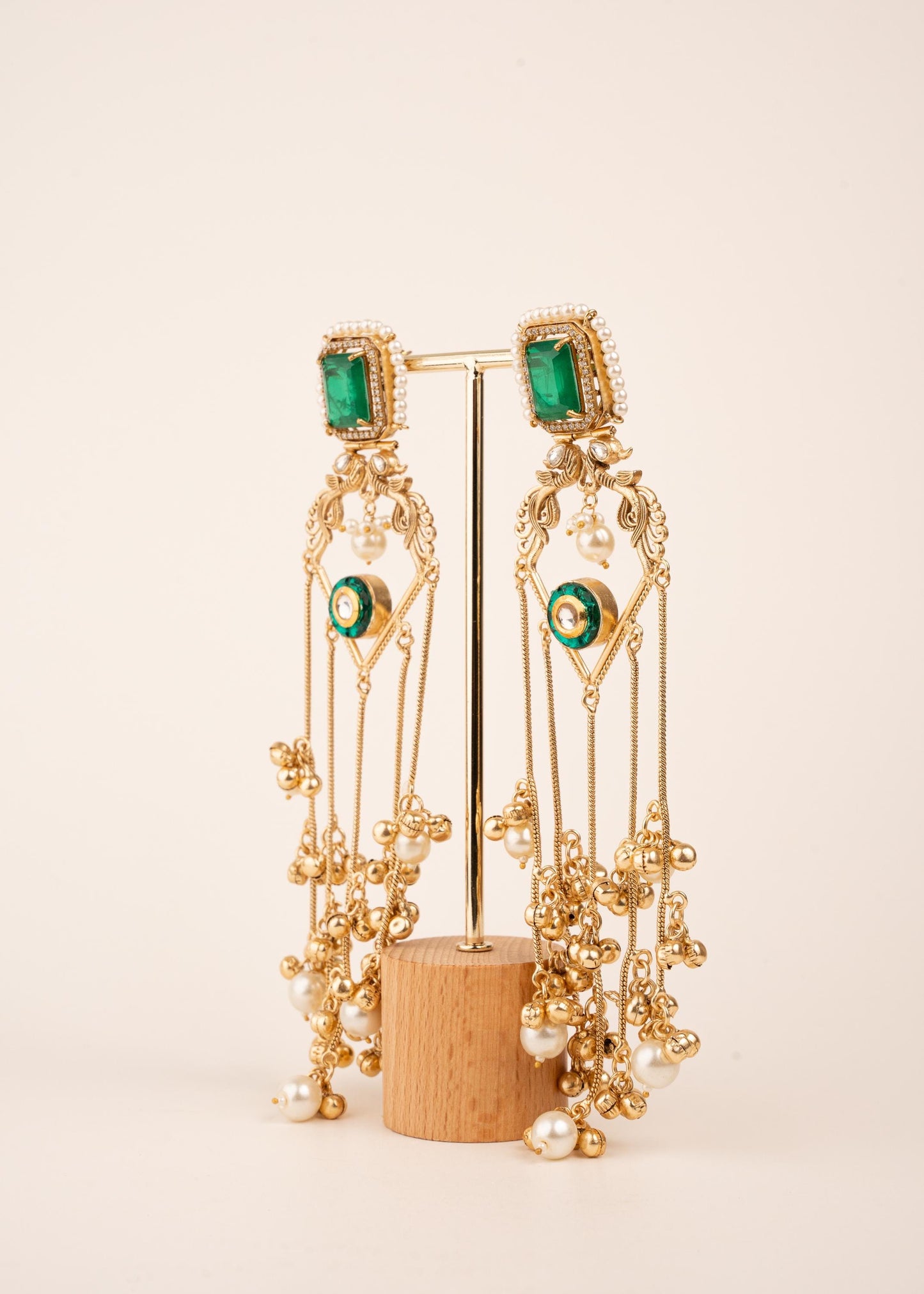 Gold Plated Kashmiri Earrings/ Viral Kashmiri Earrings/ Statement Earrings/ Ghungroo Earrings/ Indian Jewelry/ Long Jhumka Chain Earrings (etsy image id: 7995532866)