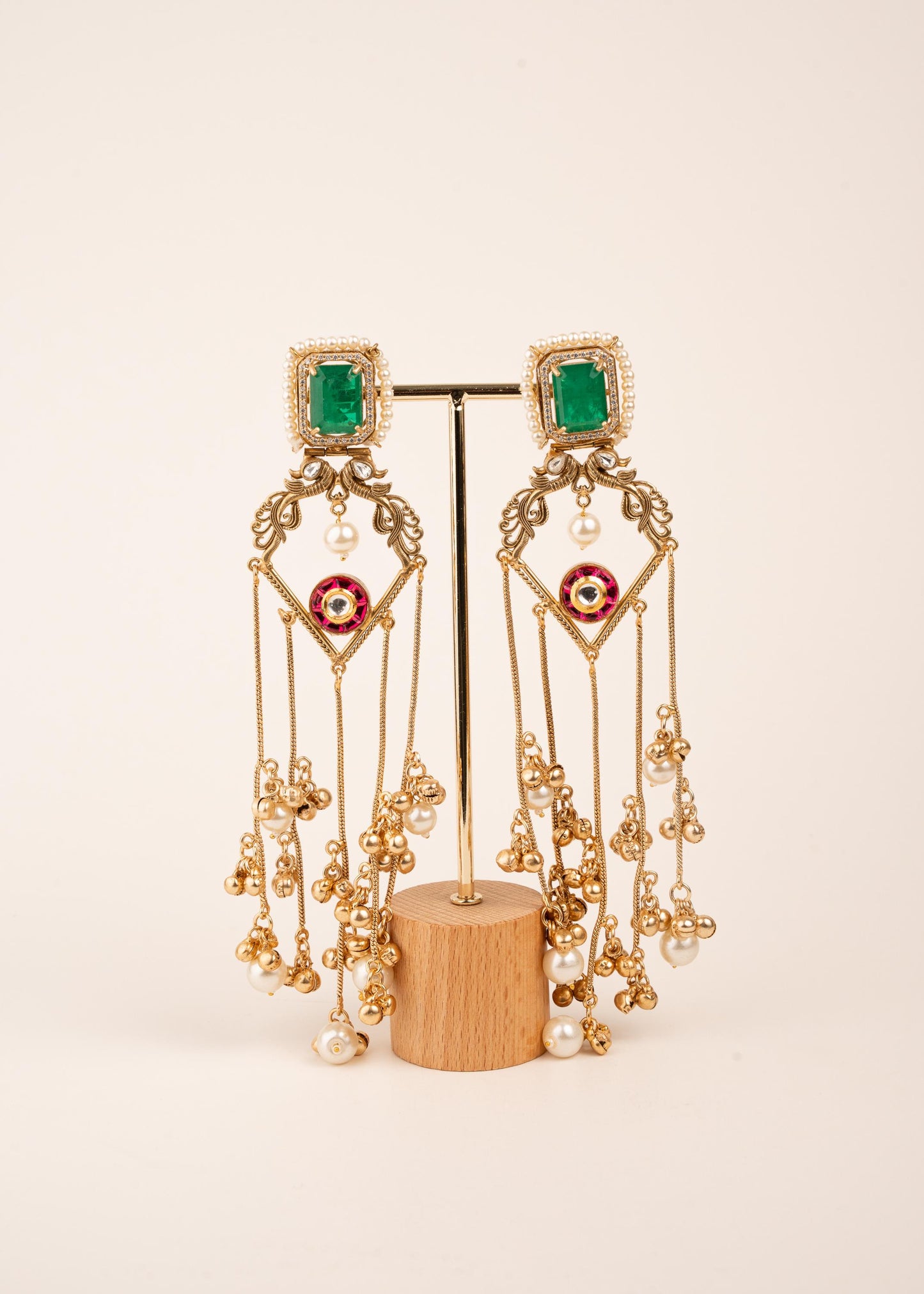 Gold Plated Kashmiri Earrings/ Viral Kashmiri Earrings/ Statement Earrings/ Ghungroo Earrings/ Indian Jewelry/ Long Jhumka Chain Earrings (etsy image id: 7995535420)