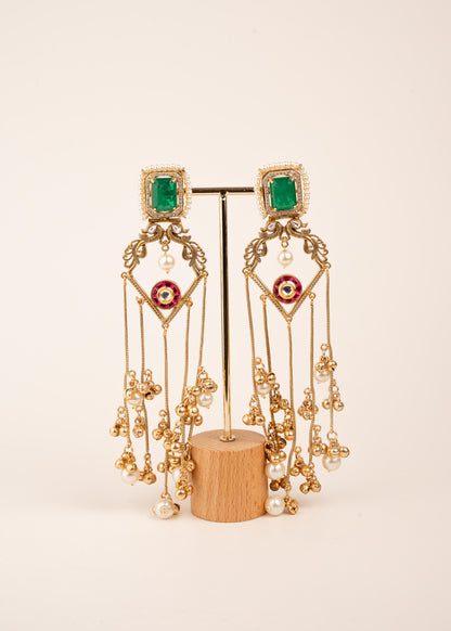 Gold Plated Kashmiri Earrings/ Viral Kashmiri Earrings/ Statement Earrings/ Ghungroo Earrings/ Indian Jewelry/ Long Jhumka Chain Earrings (etsy image id: 7995535420)