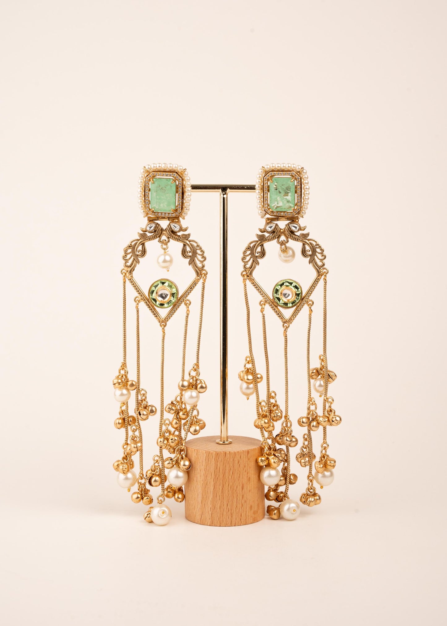 Gold Plated Kashmiri Earrings/ Viral Kashmiri Earrings/ Statement Earrings/ Ghungroo Earrings/ Indian Jewelry/ Long Jhumka Chain Earrings (etsy image id: 7995537138)