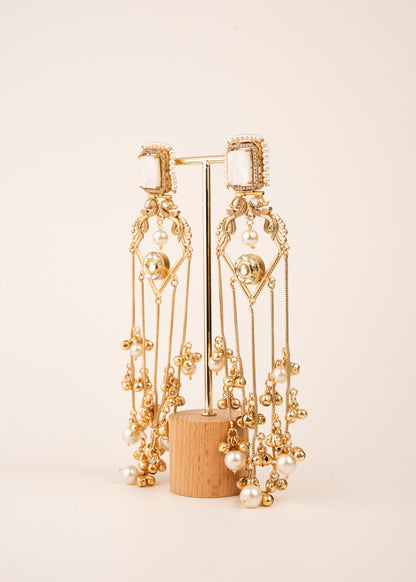 Gold Plated Kashmiri Earrings/ Viral Kashmiri Earrings/ Statement Earrings/ Ghungroo Earrings/ Indian Jewelry/ Long Jhumka Chain Earrings (etsy image id: 7995538510)