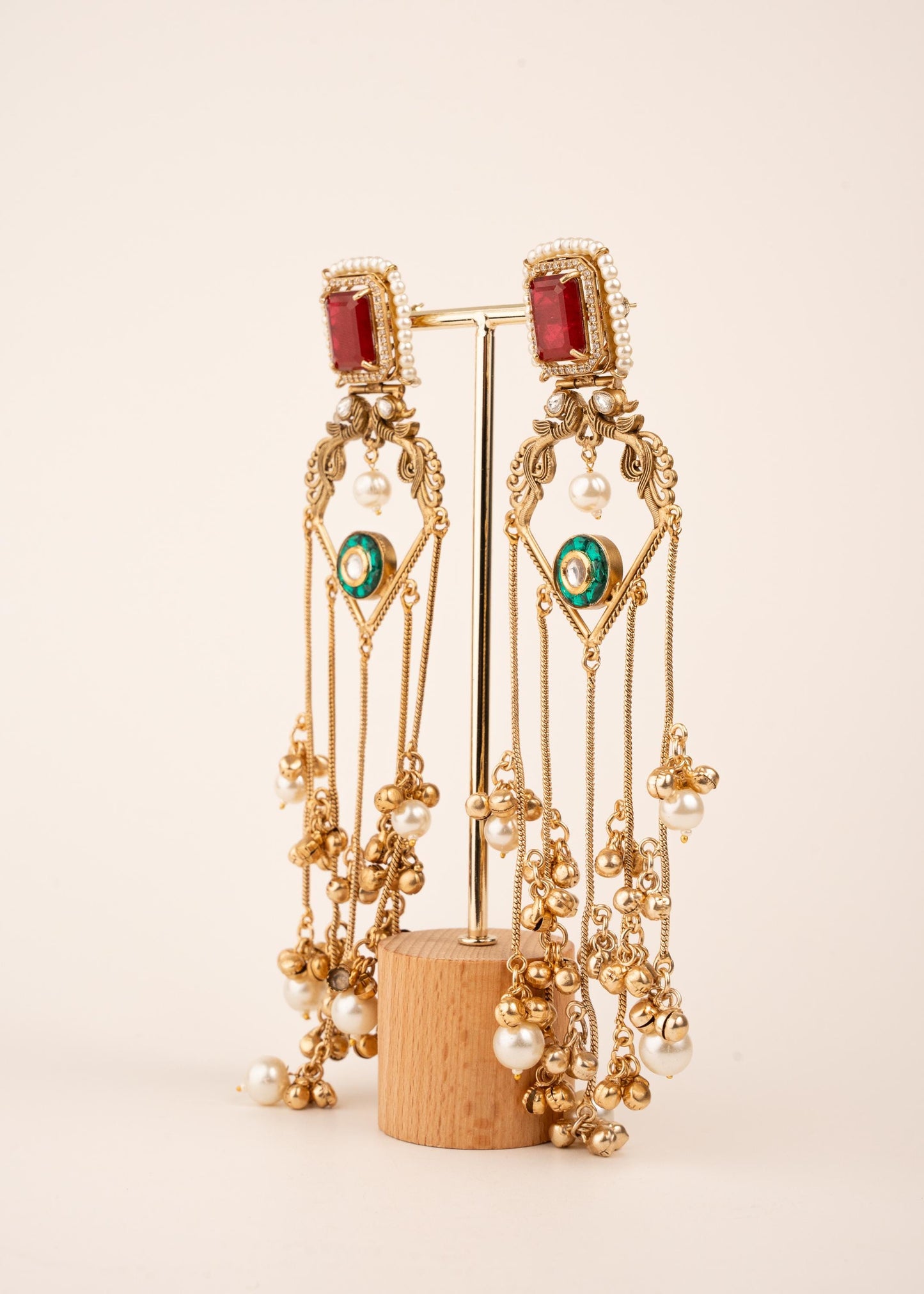 Gold Plated Kashmiri Earrings/ Viral Kashmiri Earrings/ Statement Earrings/ Ghungroo Earrings/ Indian Jewelry/ Long Jhumka Chain Earrings (etsy image id: 7995541890)