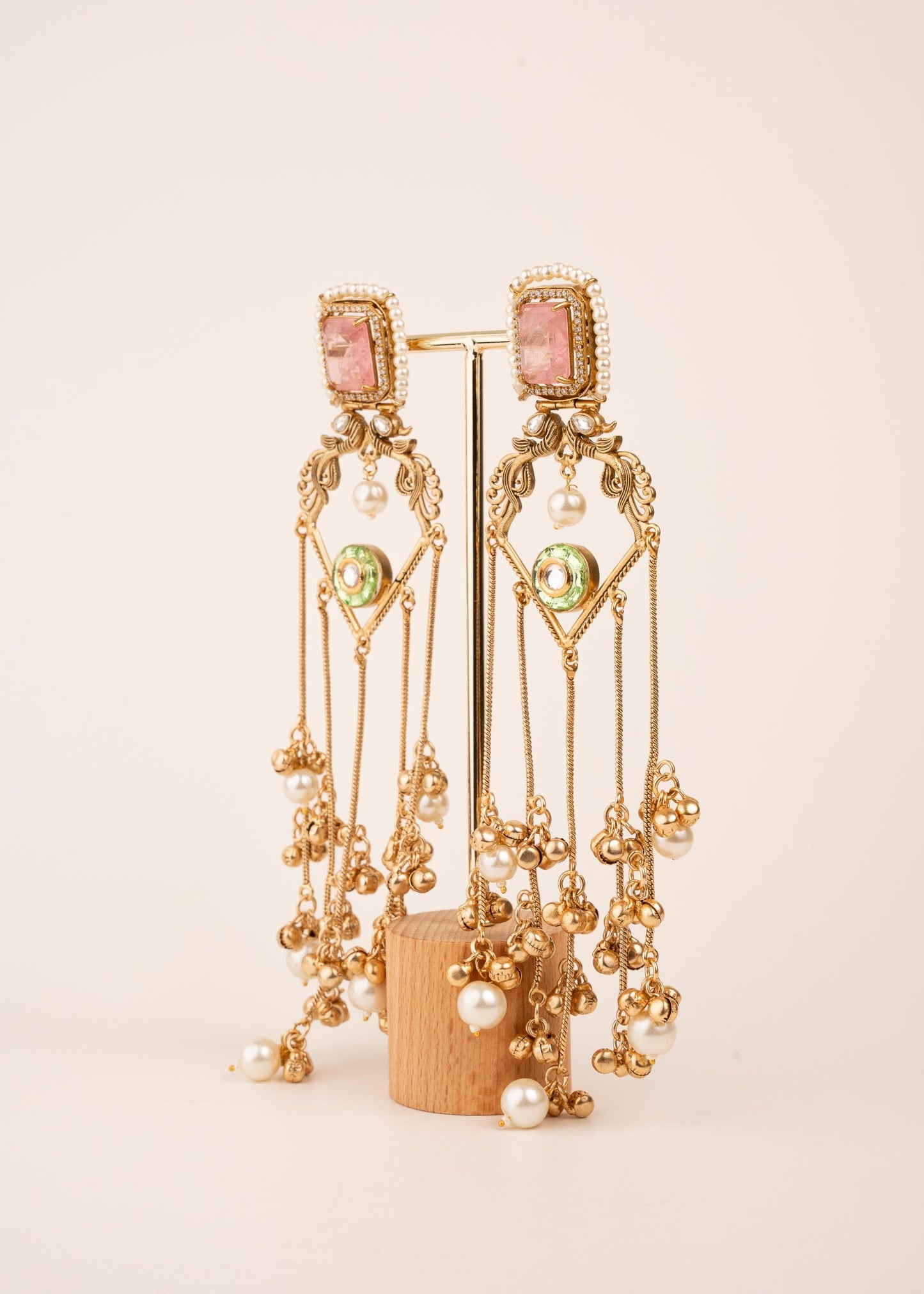 Gold Plated Kashmiri Earrings/ Viral Kashmiri Earrings/ Statement Earrings/ Ghungroo Earrings/ Indian Jewelry/ Long Jhumka Chain Earrings (etsy image id: 7995550286)