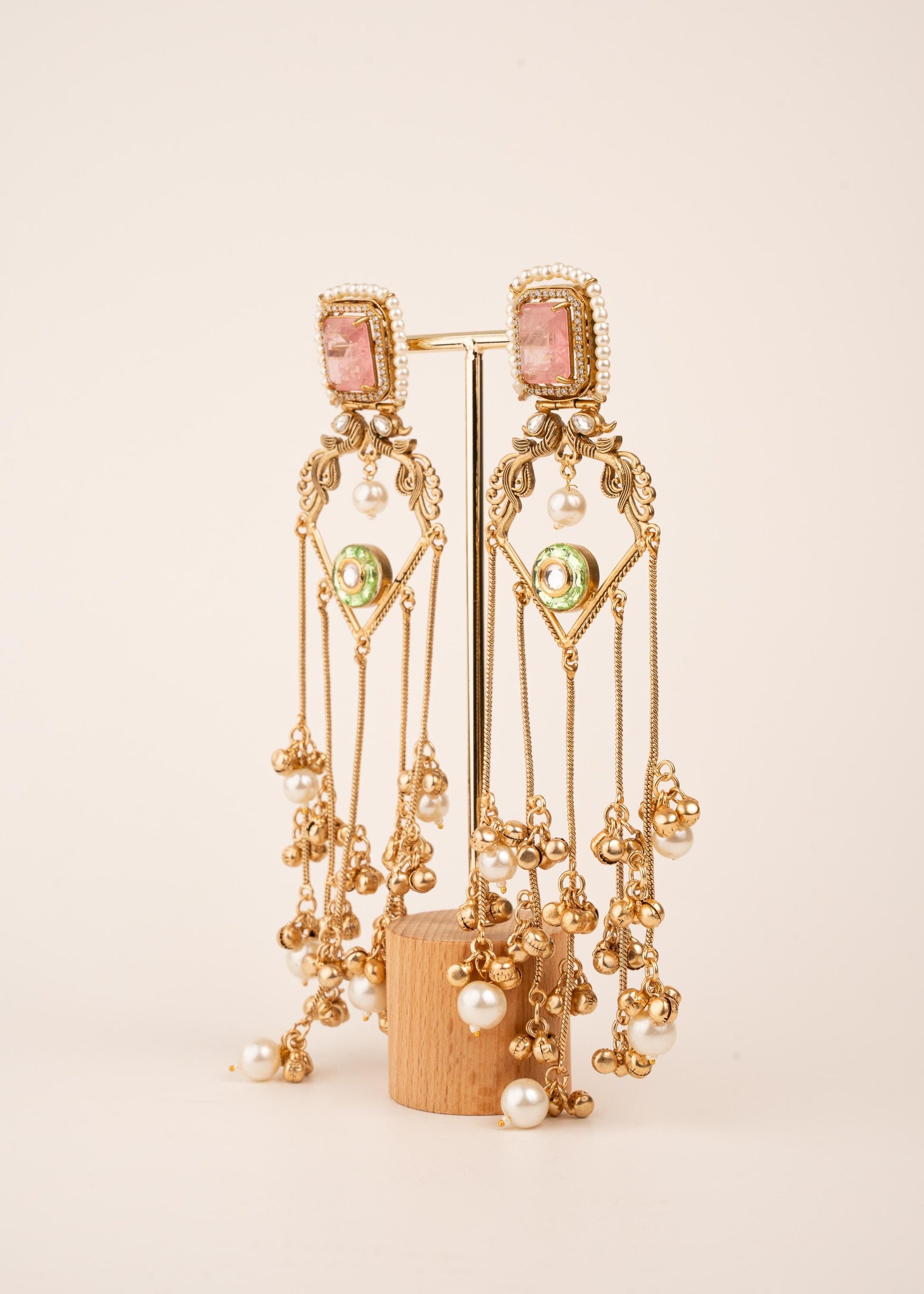 Gold Plated Kashmiri Earrings/ Viral Kashmiri Earrings/ Statement Earrings/ Ghungroo Earrings/ Indian Jewelry/ Long Jhumka Chain Earrings (etsy image id: 7995550286)