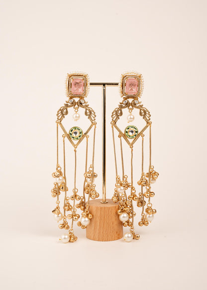 Gold Plated Kashmiri Earrings/ Viral Kashmiri Earrings/ Statement Earrings/ Ghungroo Earrings/ Indian Jewelry/ Long Jhumka Chain Earrings (etsy image id: 7995550290)