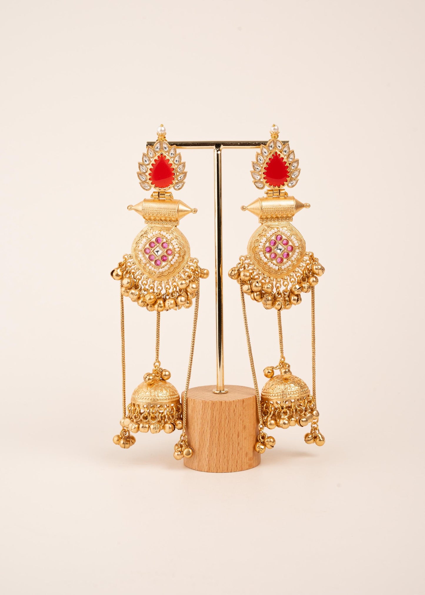 Sabyasachi Inspired Long Kashmiri Earrings/ Festive Gold Plated Long Jhumkas/ Bollywood Jewelry/ Indian Pakistani Jewelry/ Ghungroo Earrings (etsy image id: 7995576378)