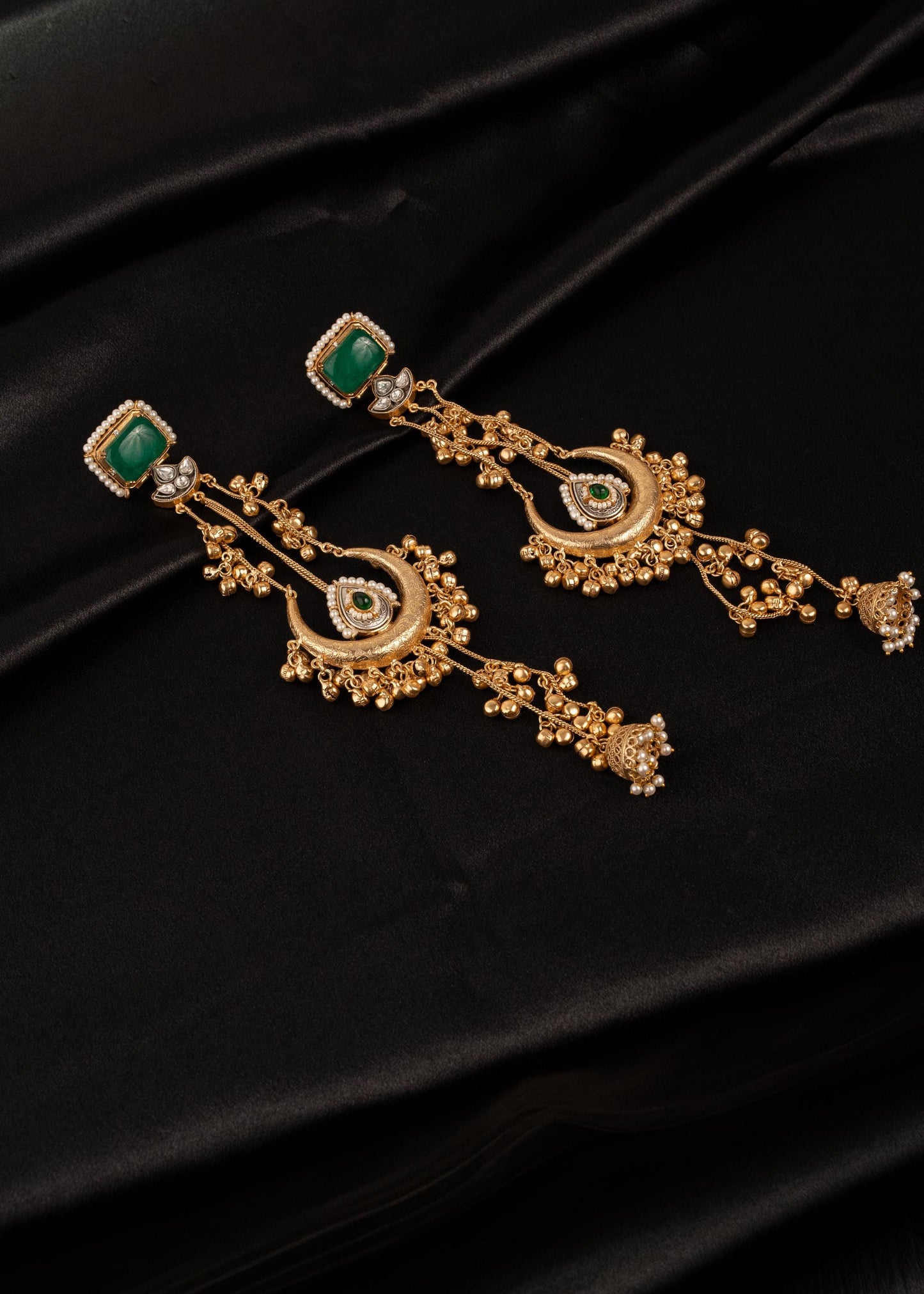 Premium detailed Kashmiri Chandbali Earrings/ Traditional Statement Earrings/ Ghungroo Earrings/ Kashmiri Long Earrings/ Ruby (etsy image id: 7995640116)