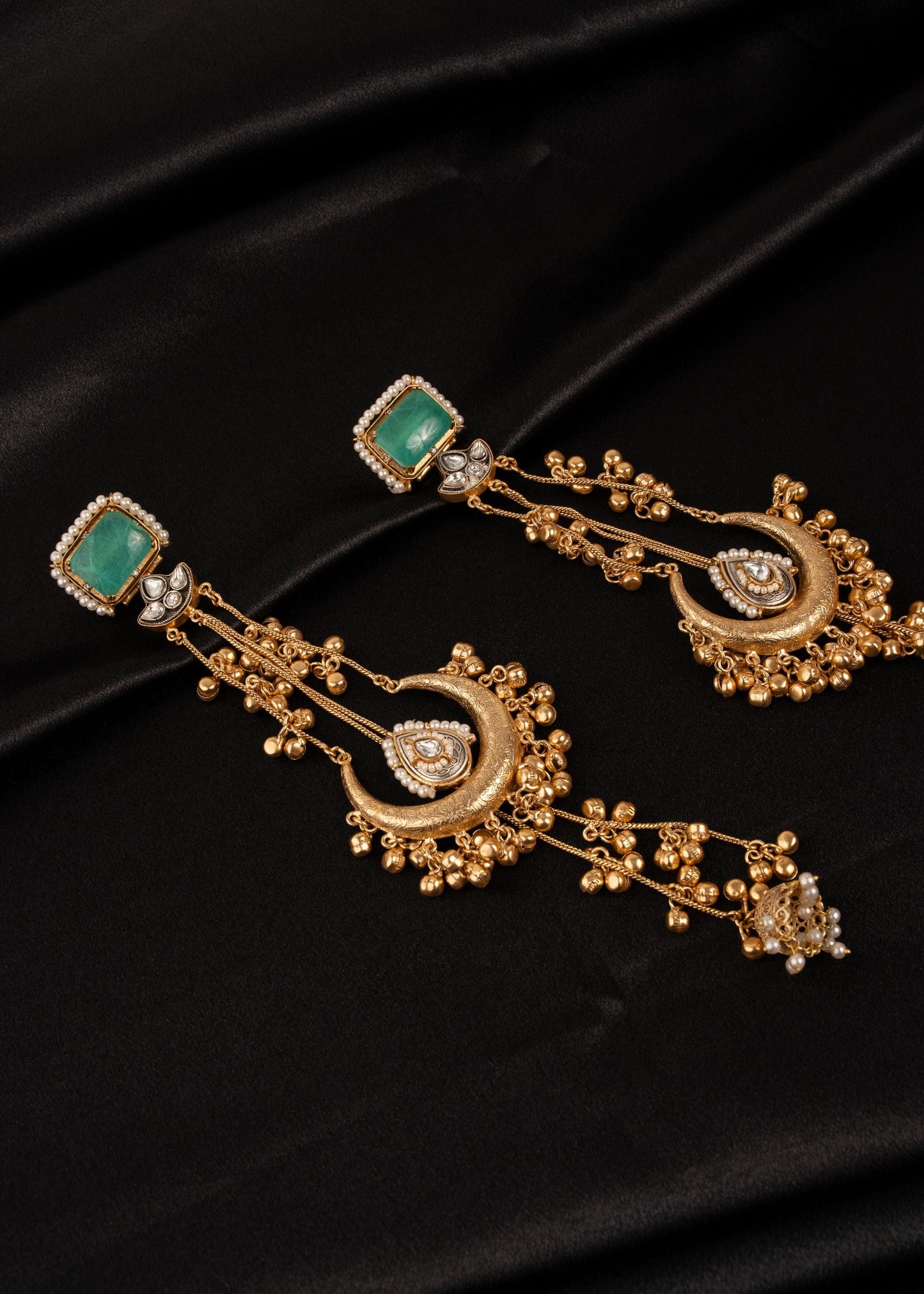 Premium detailed Kashmiri Chandbali Earrings/ Traditional Statement Earrings/ Ghungroo Earrings/ Kashmiri Long Earrings/ Ruby (etsy image id: 7995641314)