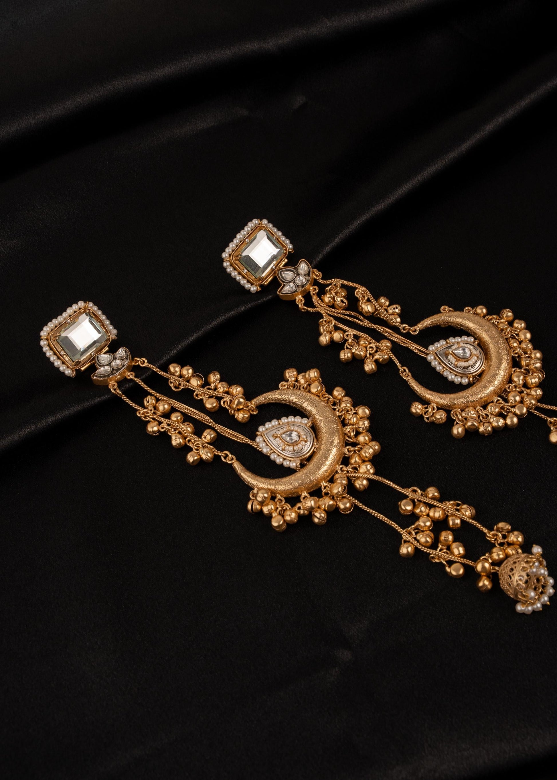 Premium detailed Kashmiri Chandbali Earrings/ Traditional Statement Earrings/ Ghungroo Earrings/ Kashmiri Long Earrings/ Ruby (etsy image id: 7995641744)