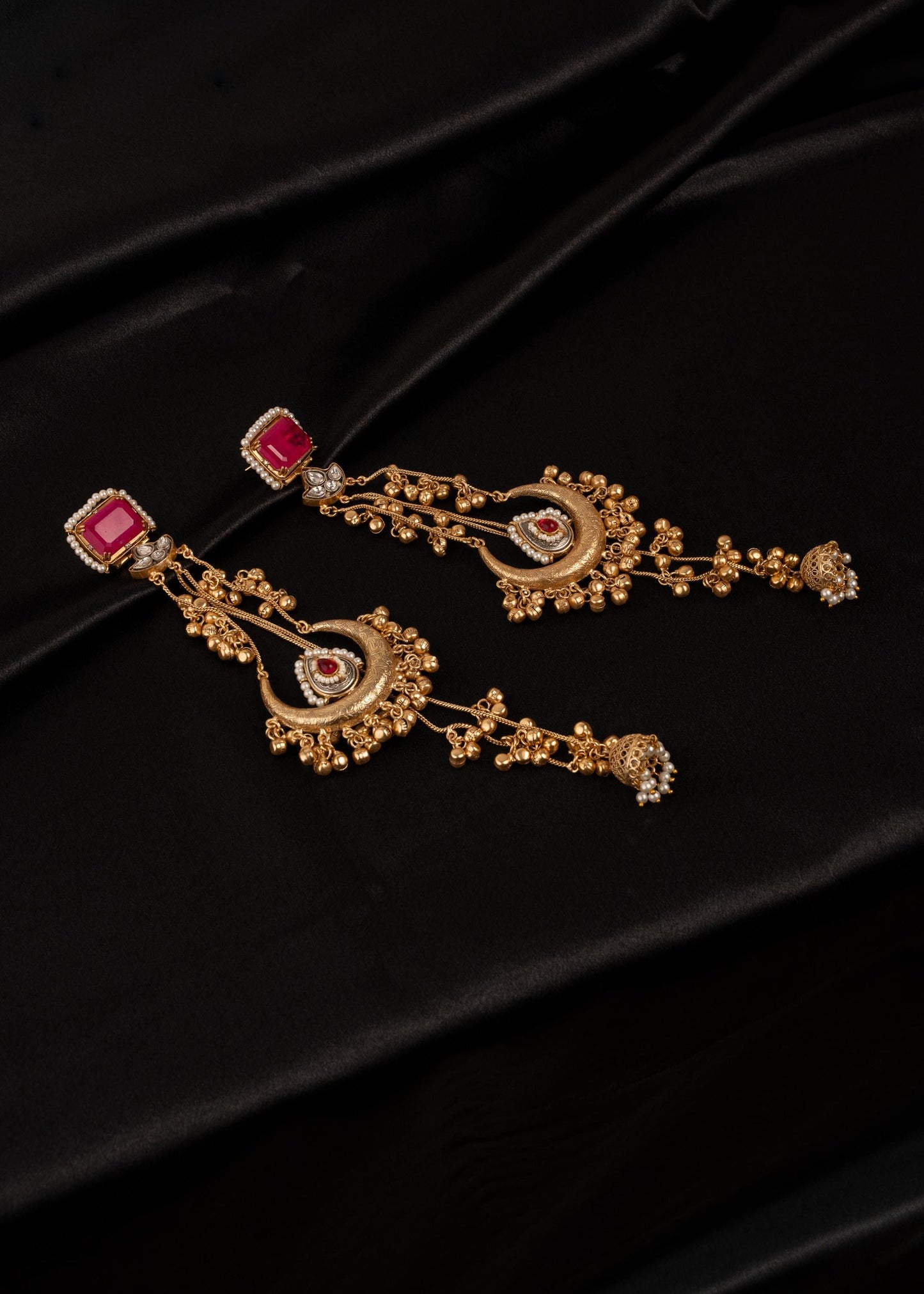 Premium detailed Kashmiri Chandbali Earrings/ Traditional Statement Earrings/ Ghungroo Earrings/ Kashmiri Long Earrings/ Ruby (etsy image id: 7995641918)