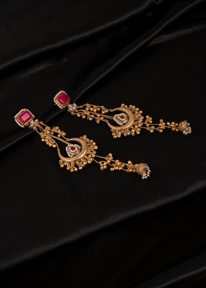 Premium detailed Kashmiri Chandbali Earrings/ Traditional Statement Earrings/ Ghungroo Earrings/ Kashmiri Long Earrings/ Ruby (etsy image id: 7995641918)