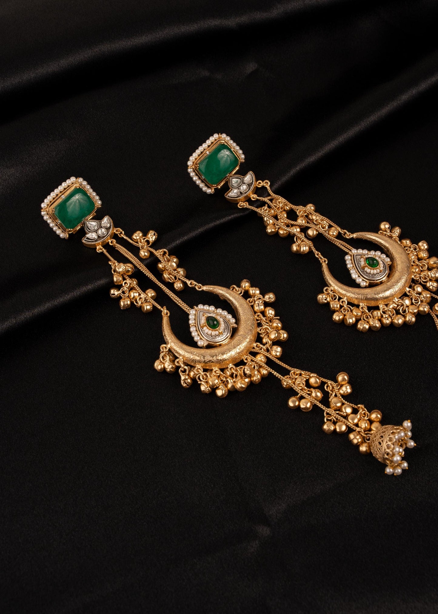 Premium detailed Kashmiri Chandbali Earrings/ Traditional Statement Earrings/ Ghungroo Earrings/ Kashmiri Long Earrings/ Ruby (etsy image id: 7995642036)