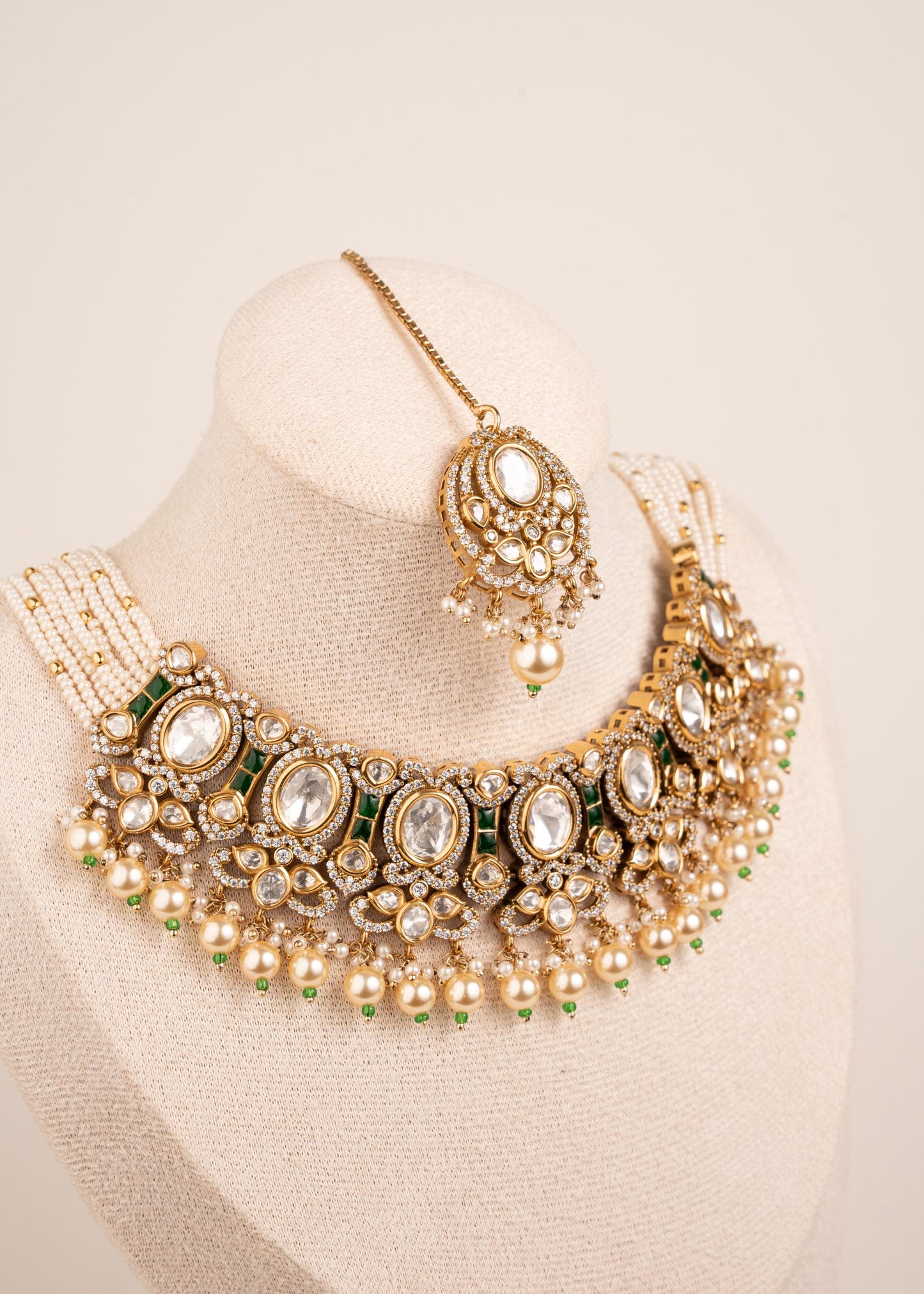 Exclusive Kundan Polki Choker Necklace Set/ Pearl Choker Necklace Set with Earrings/ Indian Pakistani Jewelry/ Gold plated Kundan Necklace __etsy:8022210873