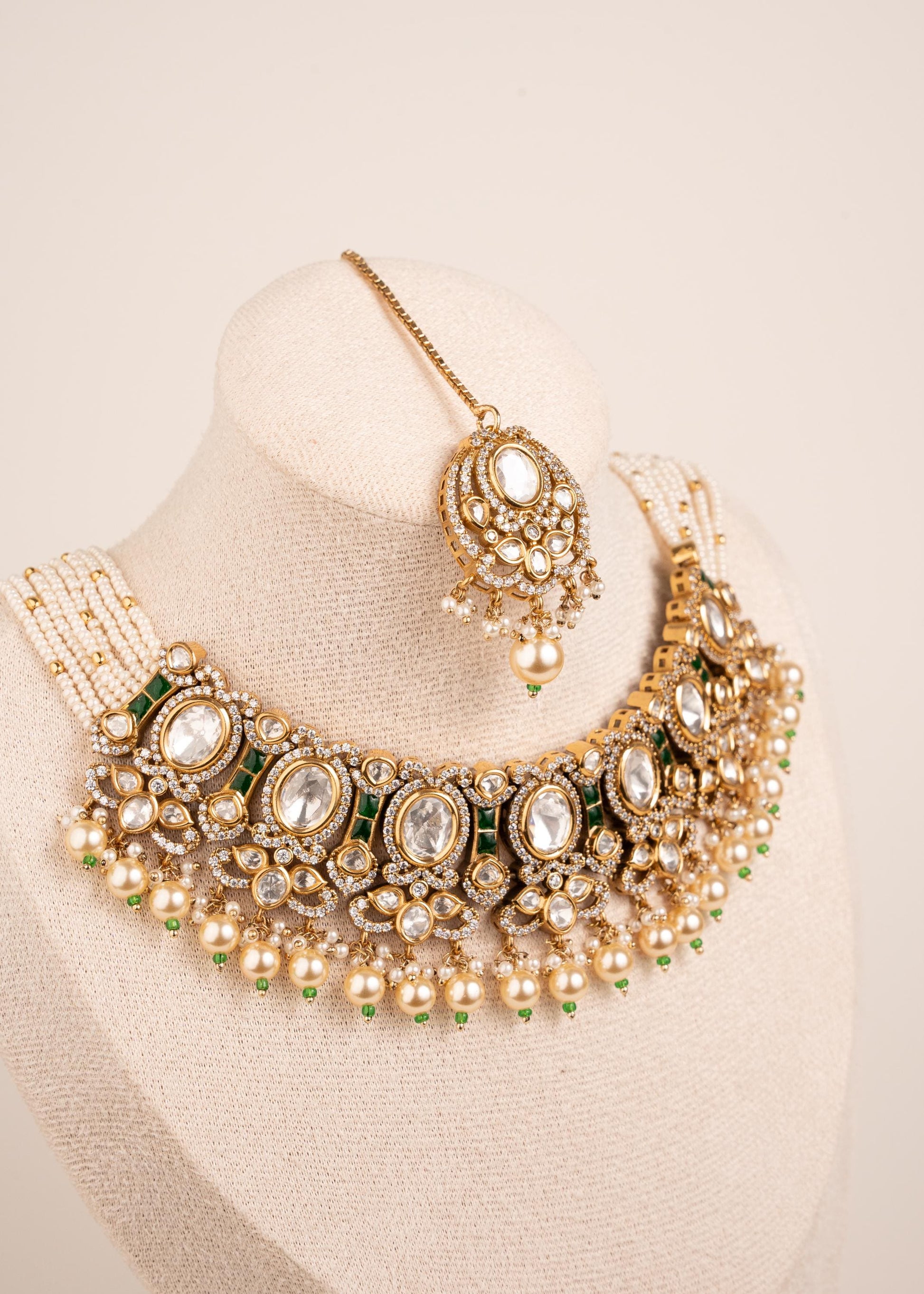 Exclusive Kundan Polki Choker Necklace Set/ Pearl Choker Necklace Set with Earrings/ Indian Pakistani Jewelry/ Gold plated Kundan Necklace __etsy:8022210873