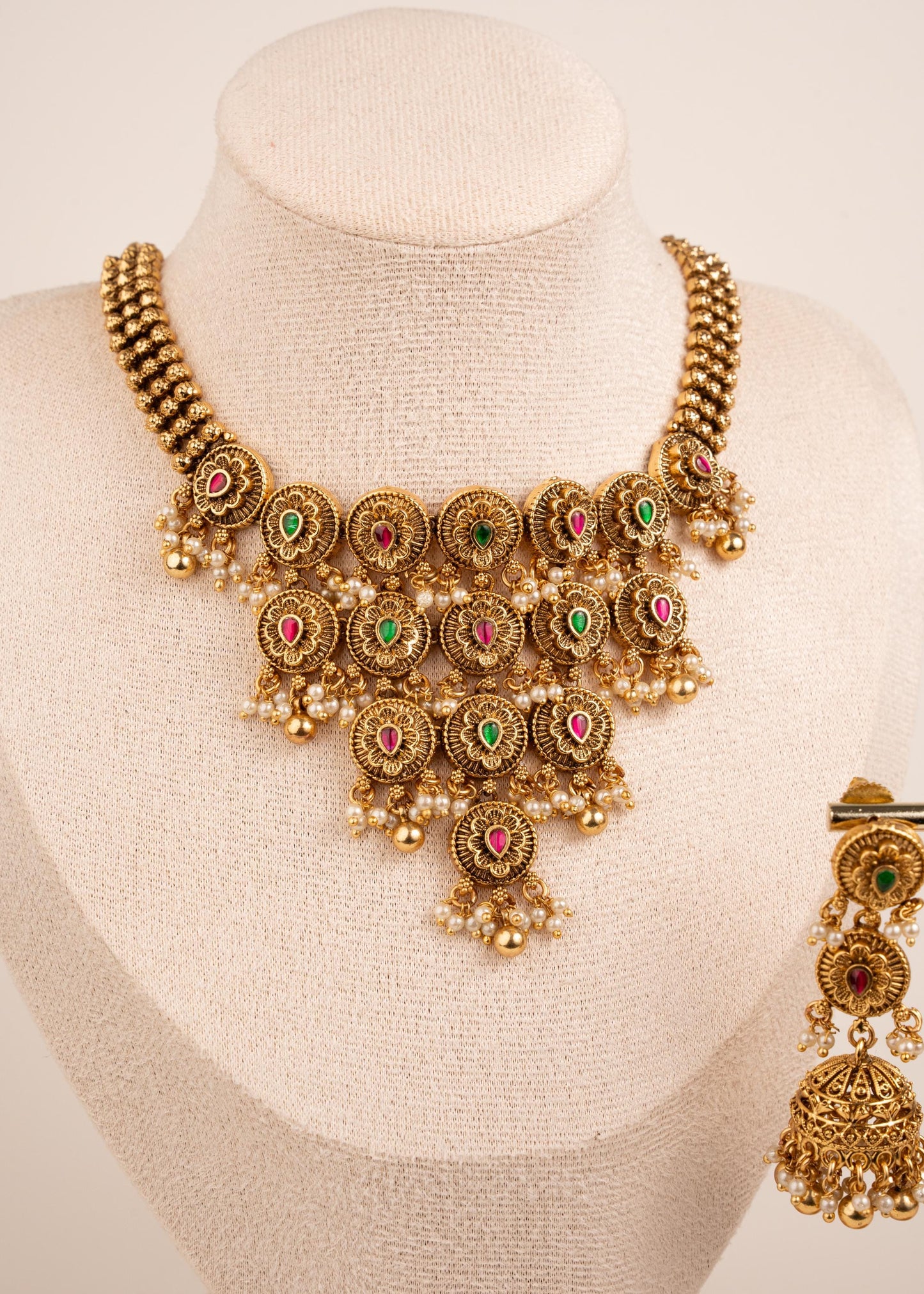High Quality Gold Plated Kundan Necklace Set/ Indian Wedding Jewelry/ Traditional/ Multi/ Pakistani Jewelry/ Bridal Statement Necklace (etsy image id: 8022224411)