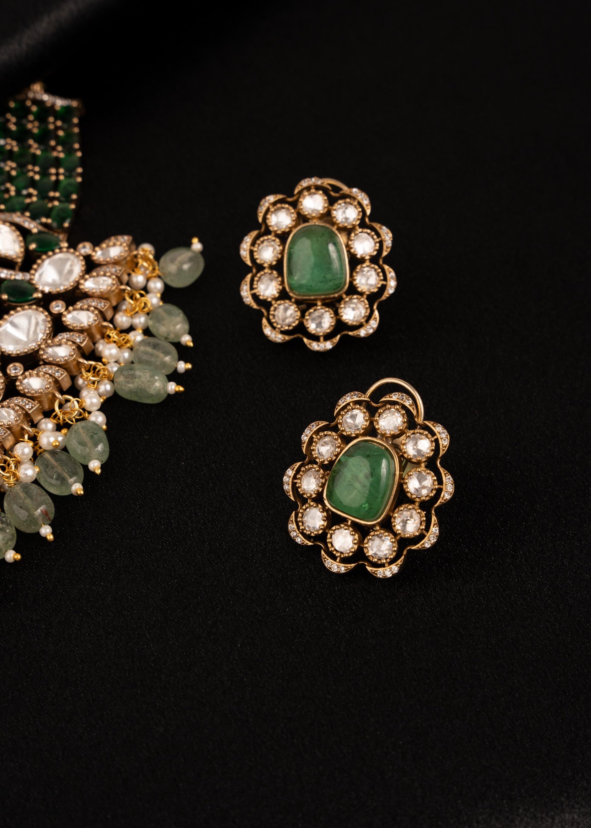 Premium Kundan Choker Necklace Set/ Indian Bridal Polki Choker Set/ Emerald Green Polki Kundan Necklace/ Pakistani Jewelry/ Reception (etsy image id: 8022303037)