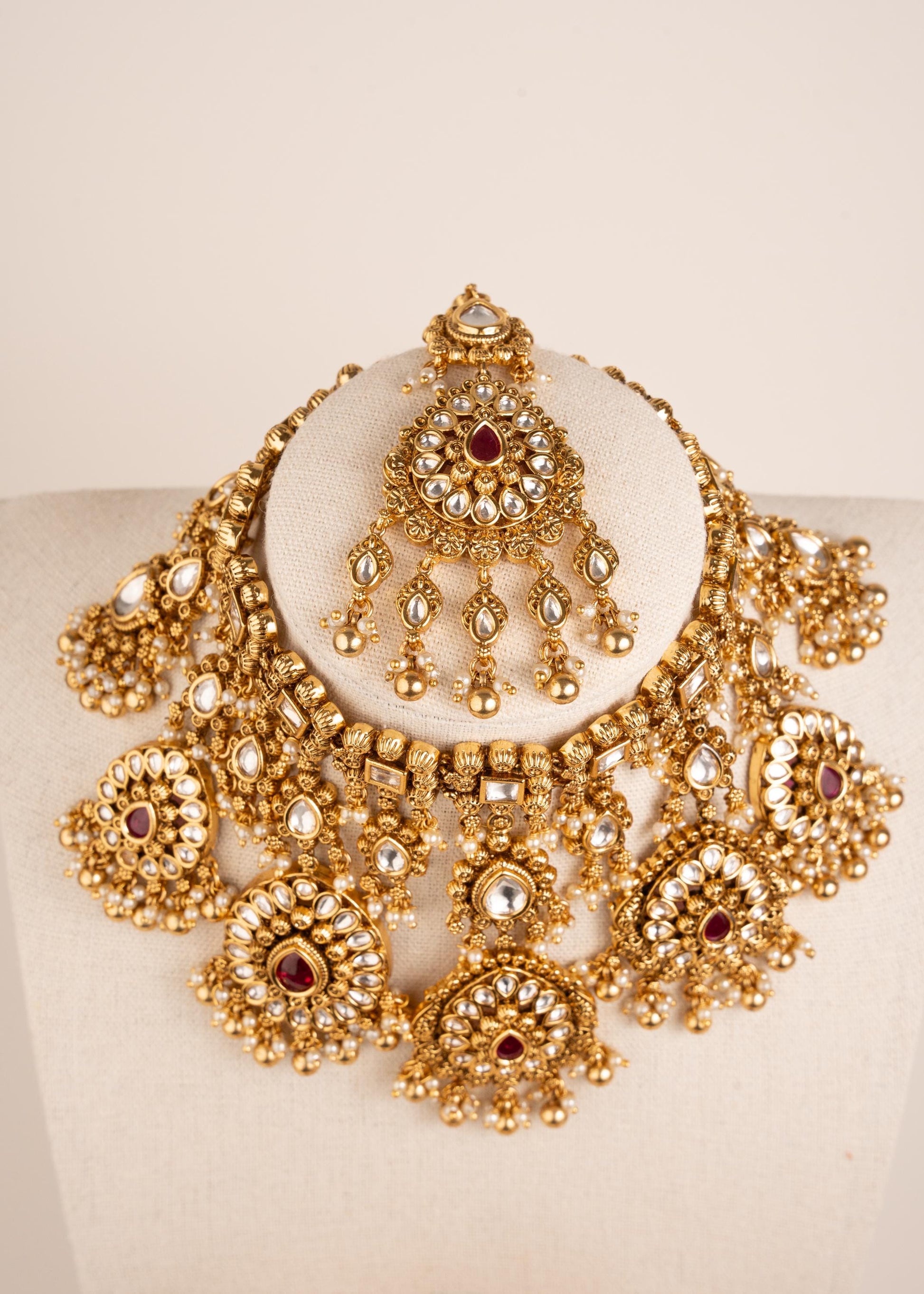 Indian Bridal Jewelry Set/ Kundan Jewelry/ Traditional Kundan Choker Necklace Set/ Pakistani Jewelry/ Heavy Kundan polki Choker Necklace Set (etsy image id: 8022441663)