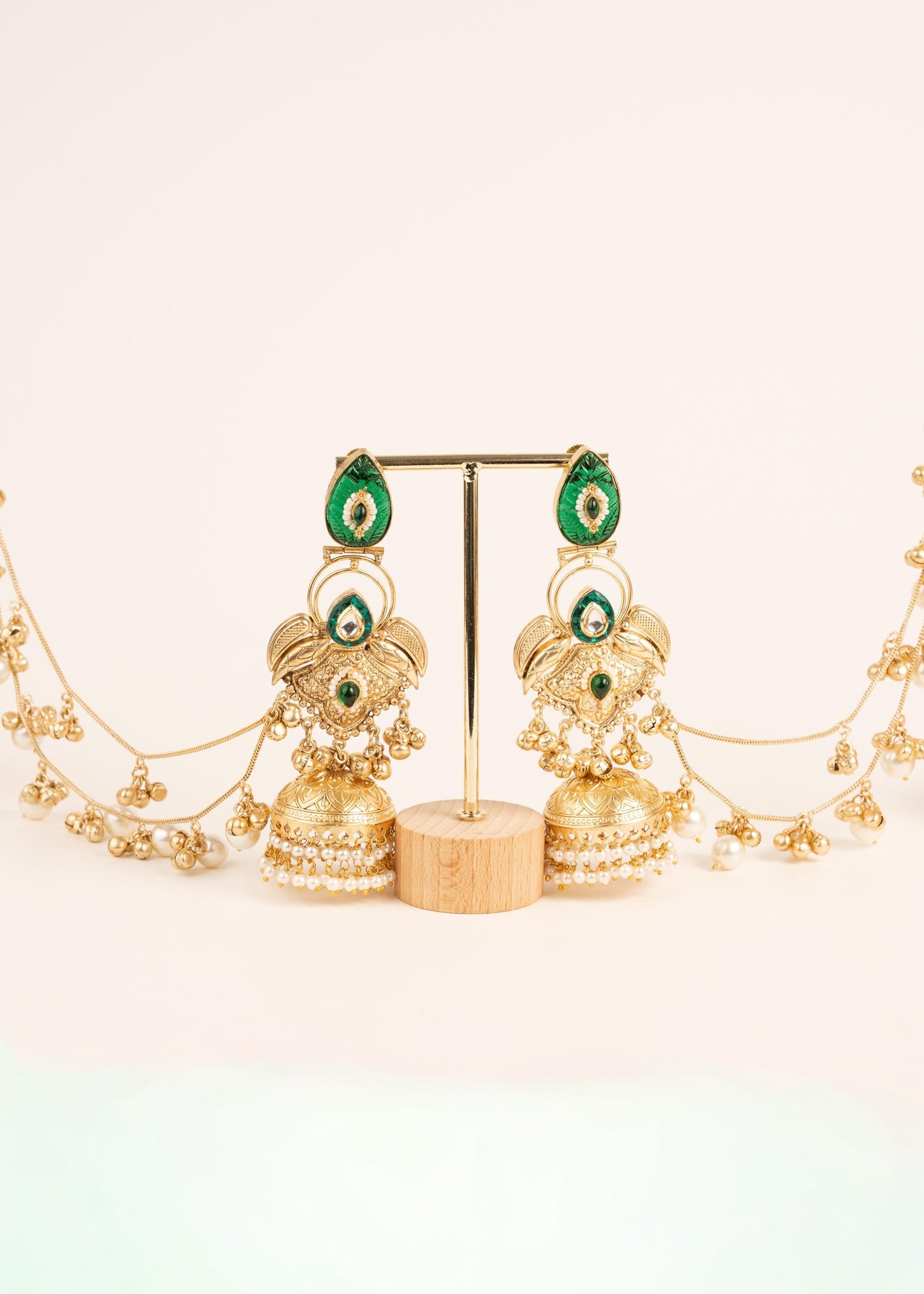 Kashmiri Earrings with Saharey/ Ghungroo Earrings/ Ear Chain Earrings/ Kaan Chain/ Indian Sahara Earrings/ Trendy Indian Pakistani Earrings/