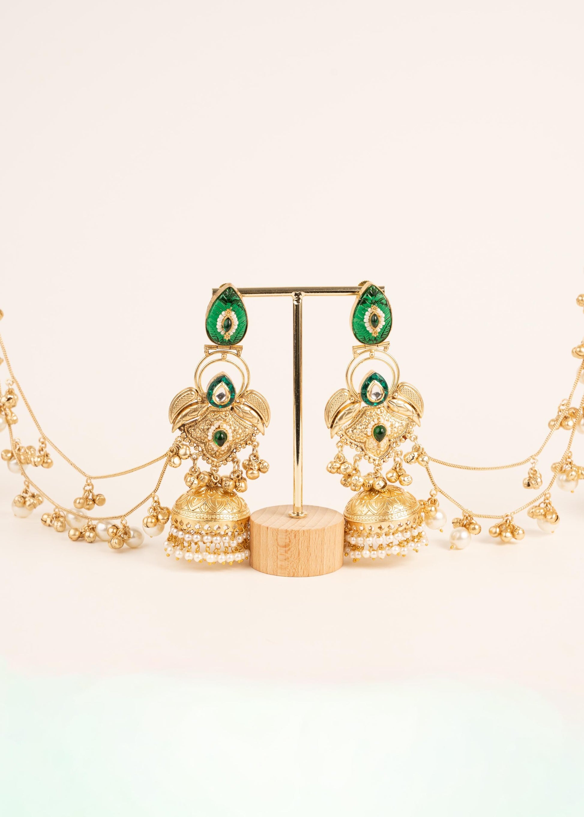 Kashmiri Earrings with Saharey/ Ghungroo Earrings/ Ear Chain Earrings/ Kaan Chain/ Indian Sahara Earrings/ Trendy Indian Pakistani Earrings/