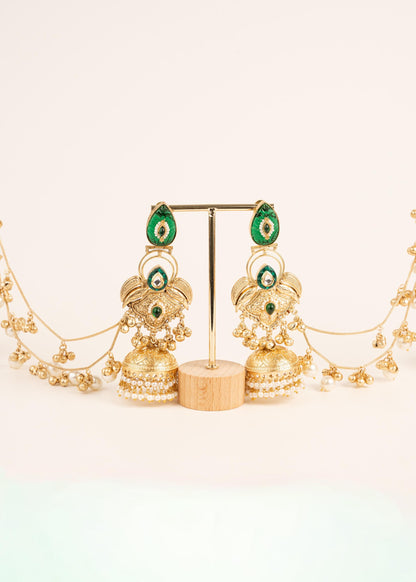 Kashmiri Earrings with Saharey/ Ghungroo Earrings/ Ear Chain Earrings/ Kaan Chain/ Indian Sahara Earrings/ Trendy Indian Pakistani Earrings/