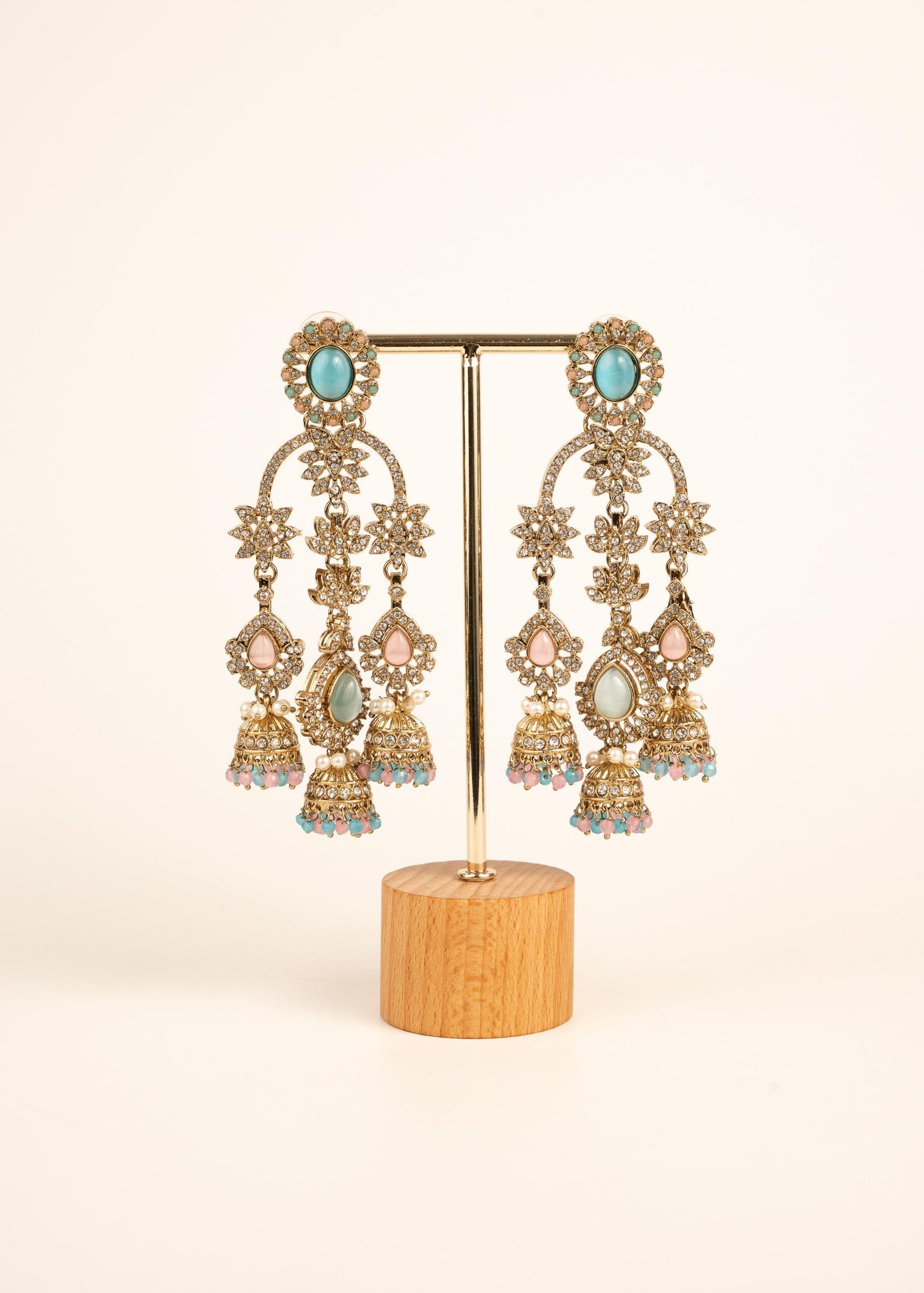 Indian Kundan Moissanite Earrings/ Gold Plated Statement Earrings/ Indian Jewelry/ Traditional Indian Bridal Earrings/ Bridal Wear Jewelry