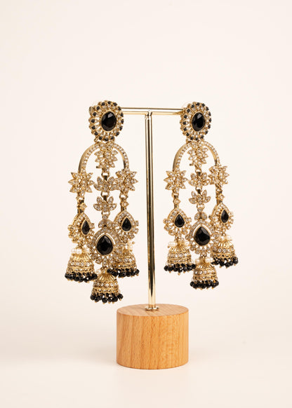 Indian Kundan Moissanite Earrings/ Gold Plated Statement Earrings/ Indian Jewelry/ Traditional Indian Bridal Earrings/ Bridal Wear Jewelry