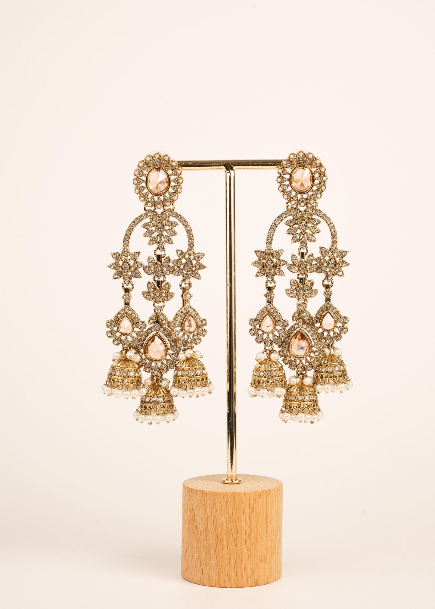 Indian Kundan Moissanite Earrings/ Gold Plated Statement Earrings/ Indian Jewelry/ Traditional Indian Bridal Earrings/ Bridal Wear Jewelry